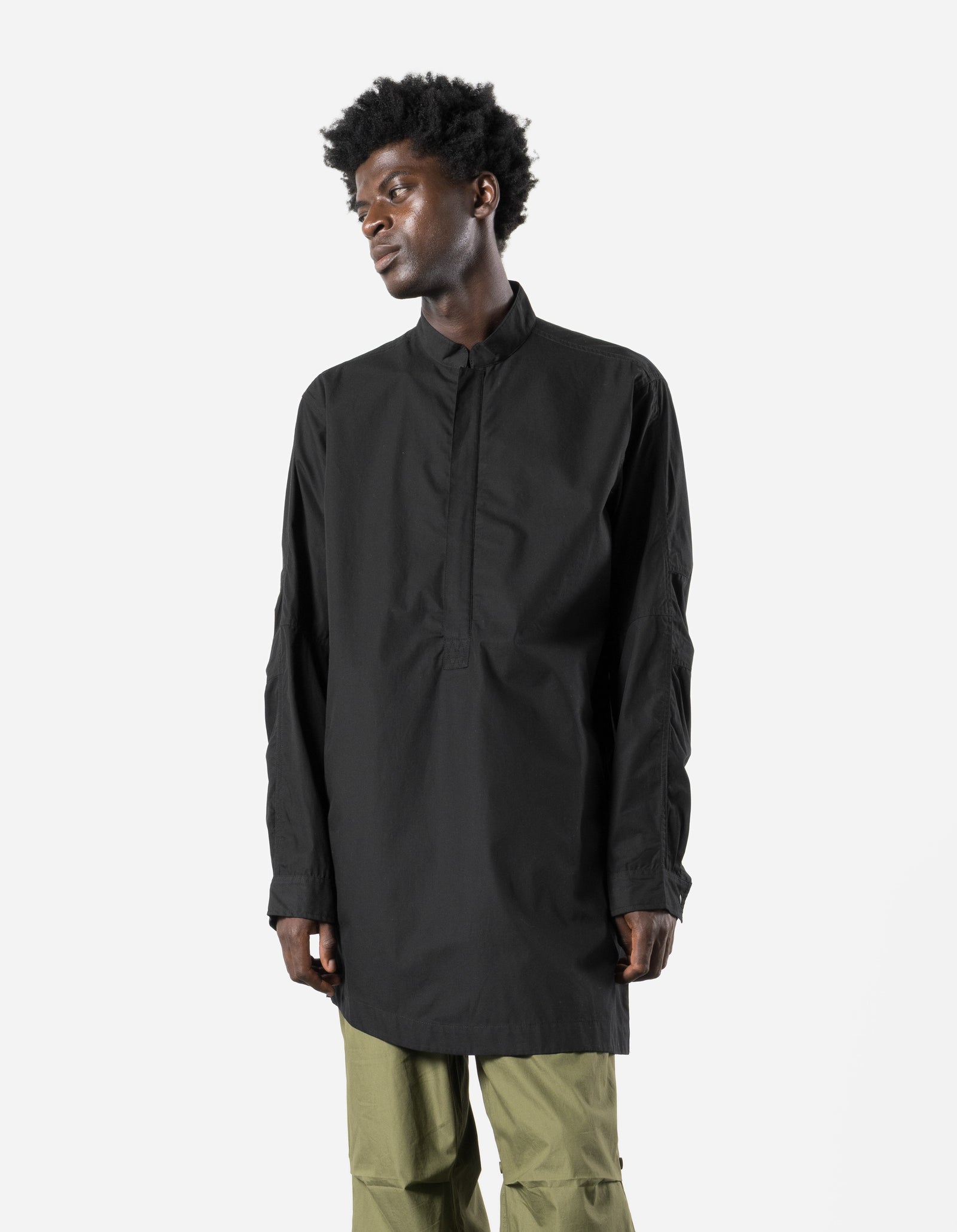 6108 Long Zipped Kurta Shirt Black