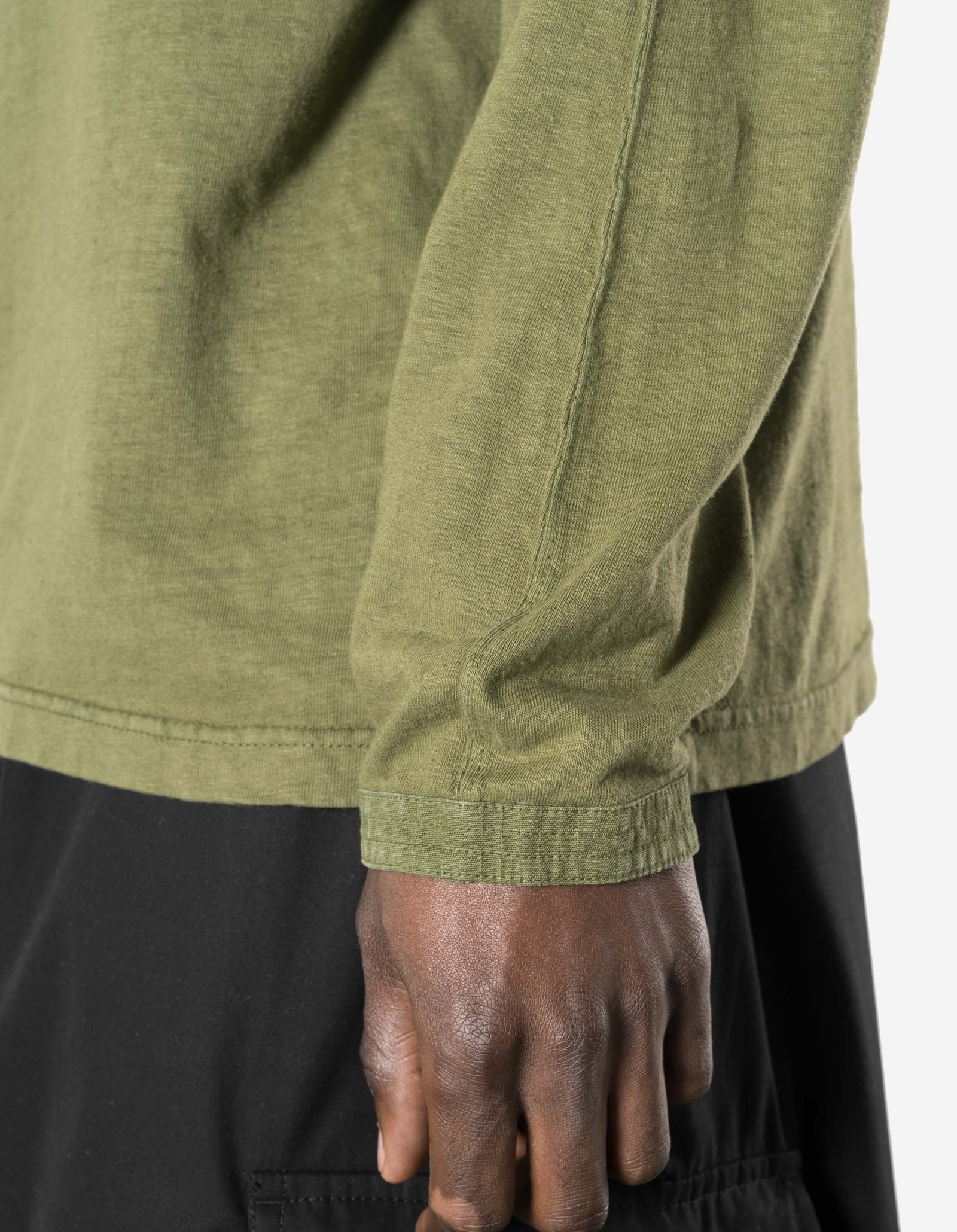7208 Cotton Hemp Henley L/S T-Shirt Olive OG-107F