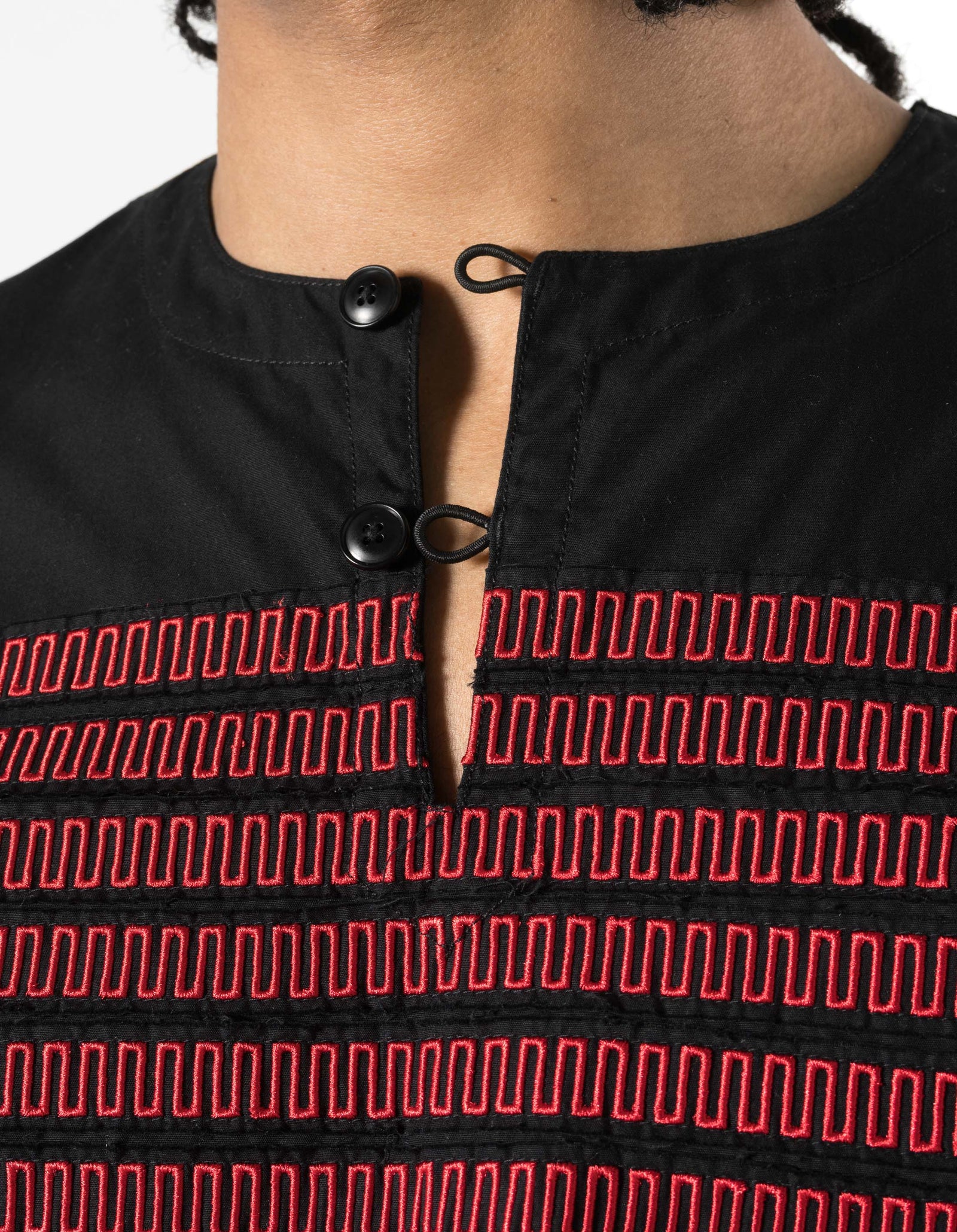 7341 Hill Tribe Kurta Shirt Black