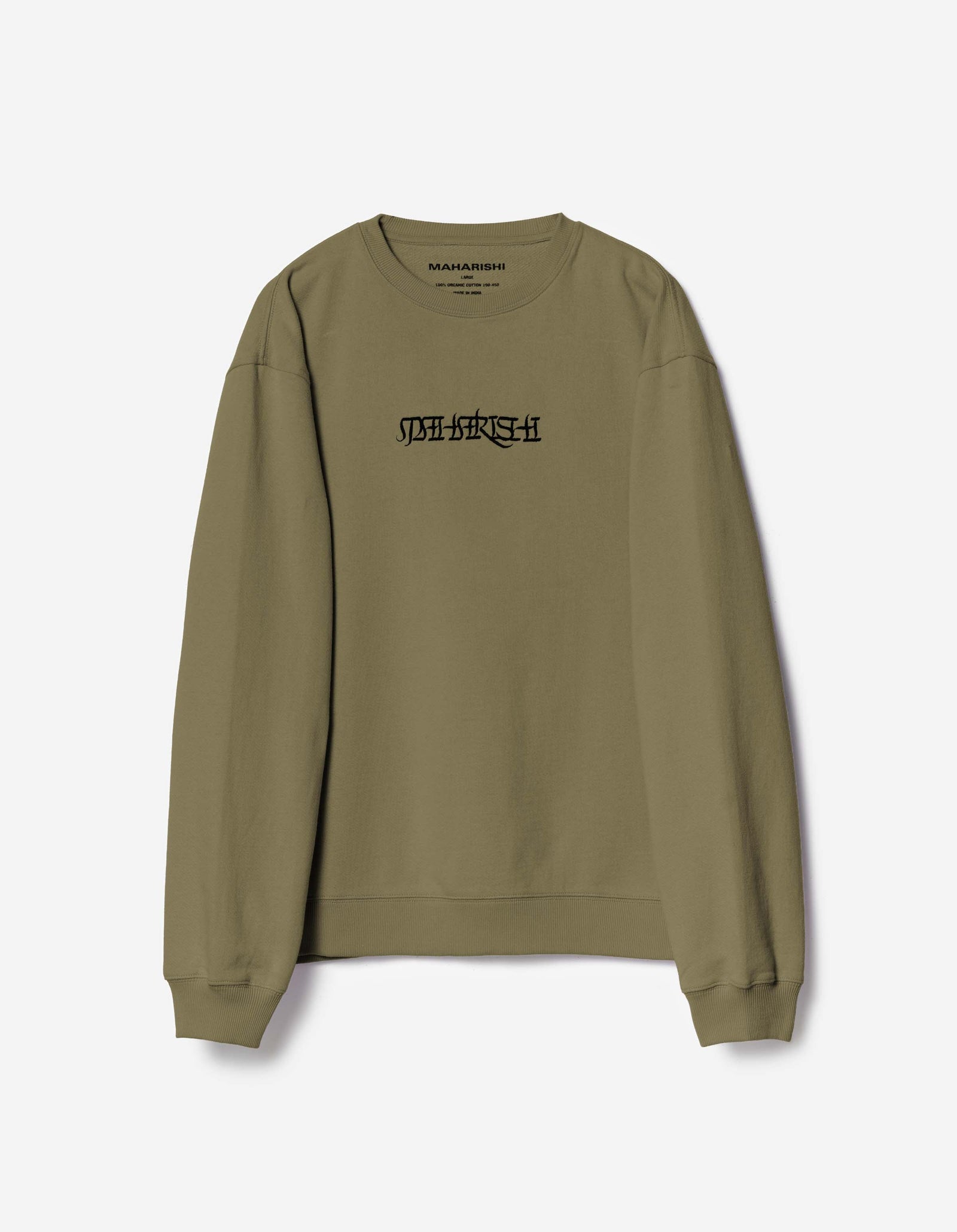 7549 Maha Script Crew Sweat Olive OG-107F