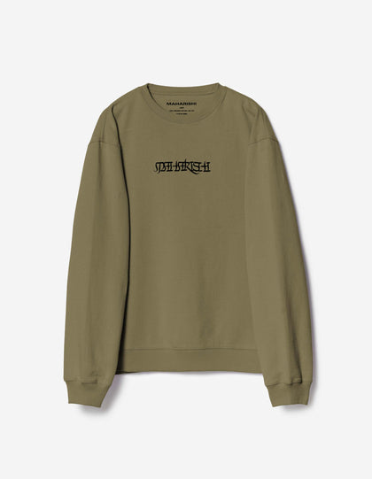 7549 Maha Script Crew Sweat Olive OG-107F