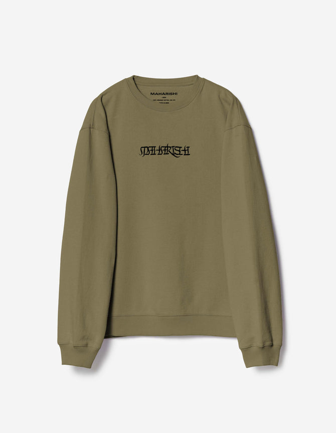 7549 Maha Script Crew Sweat Olive OG-107F