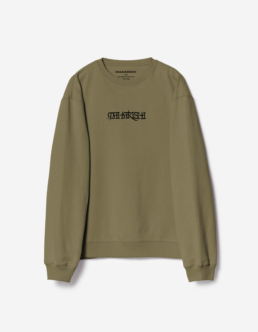 7549 Maha Script Crew Sweat Olive OG-107F