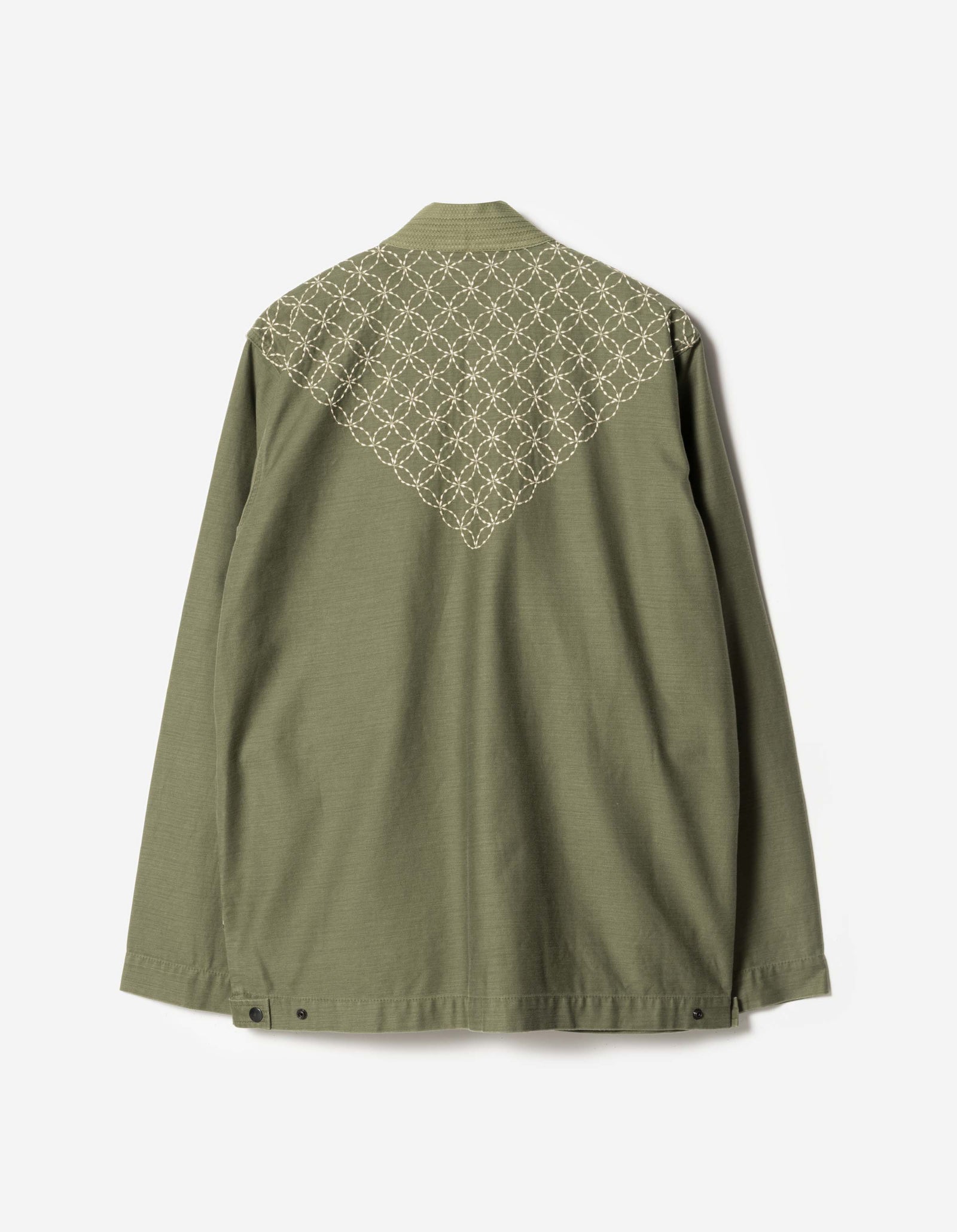 7585 Sashiko Jungle Kimono Olive