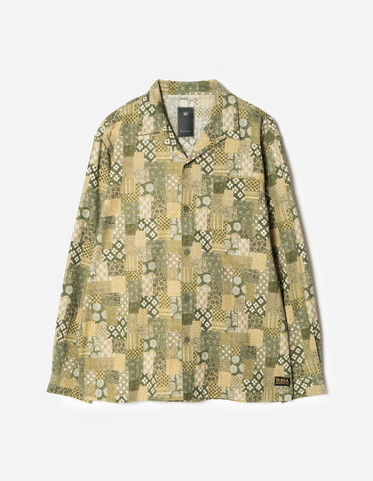 7606 Wagara Cuban Collar Shirt Koke Olive