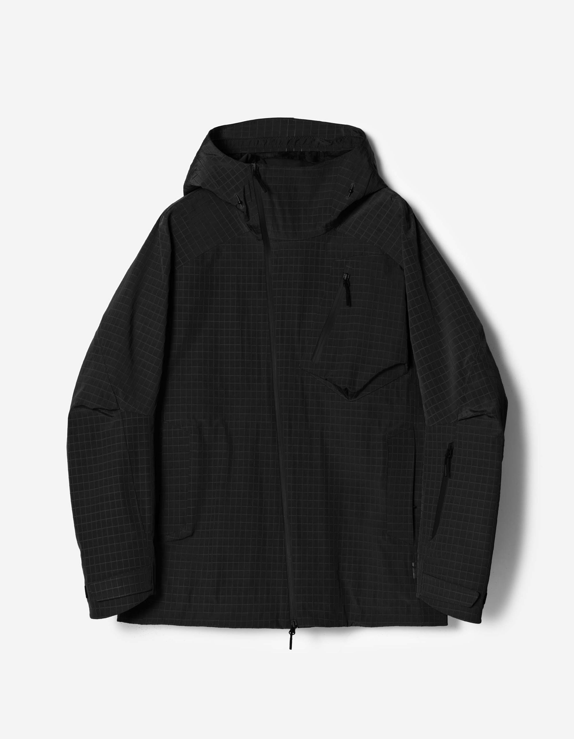 7610 Recycled Nylon Asym Storm Parka Black