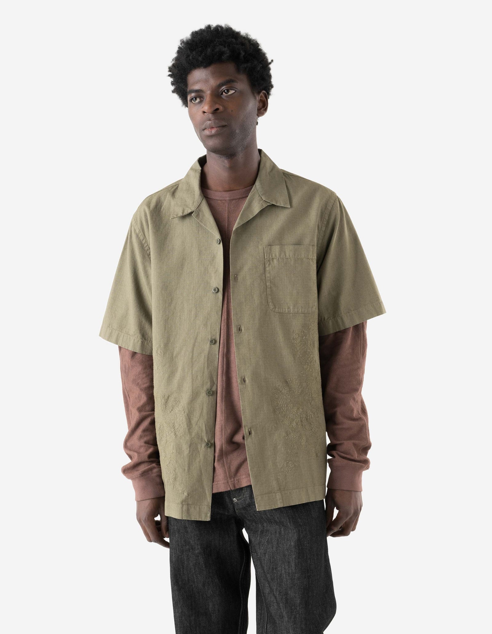 7680 Mantra Camp Collar Shirt Olive OG-107F