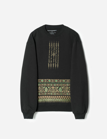 7687 Thai Hilltribe Crew Sweat Black