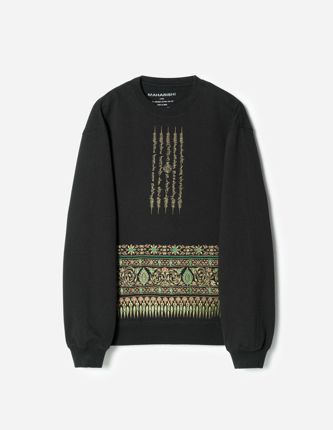 7687 Thai Hilltribe Crew Sweat Black