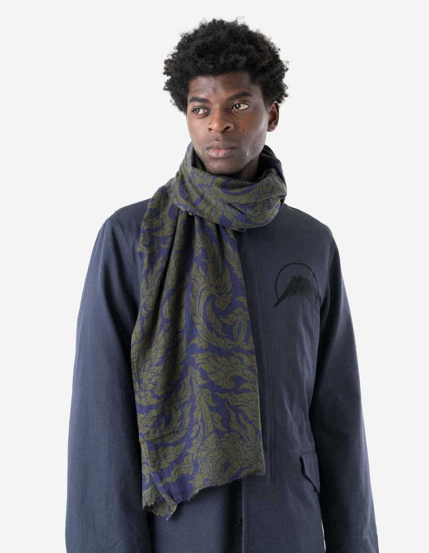 7690 Thai Temple Pashmina Navy/Olive