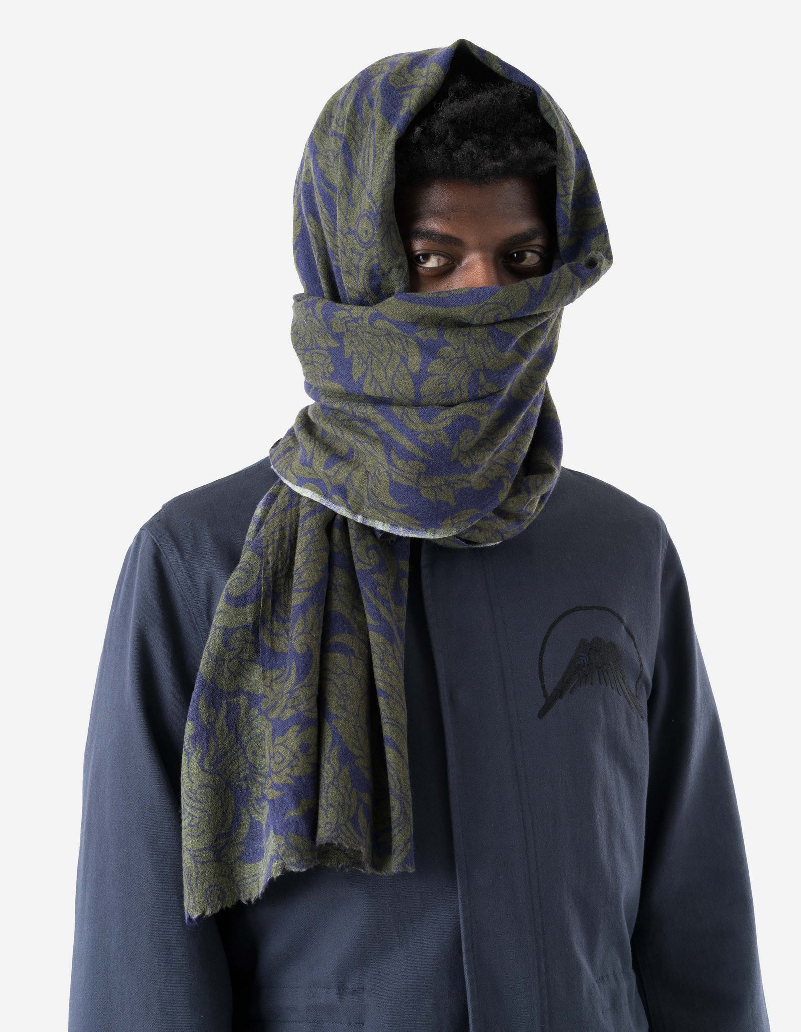 7690 Thai Temple Pashmina Navy/Olive