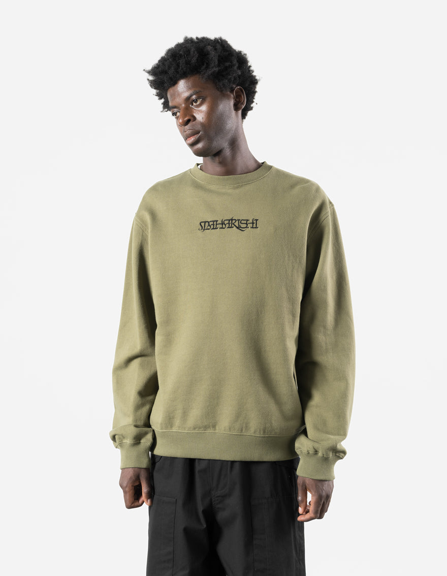 7549 Maha Script Crew Sweat Olive OG-107F