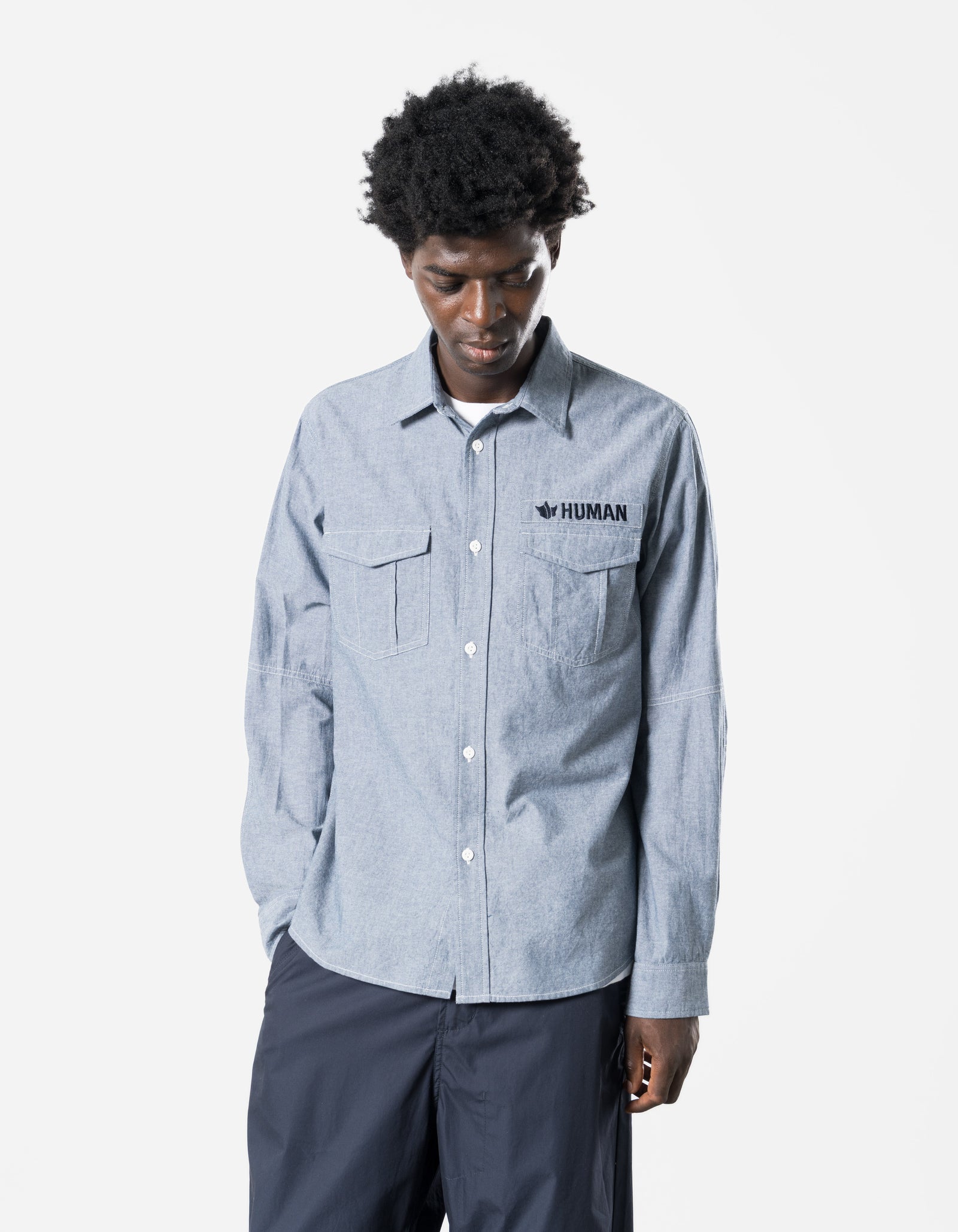 7711 Human Chambray Custom Shirt Mid Blue