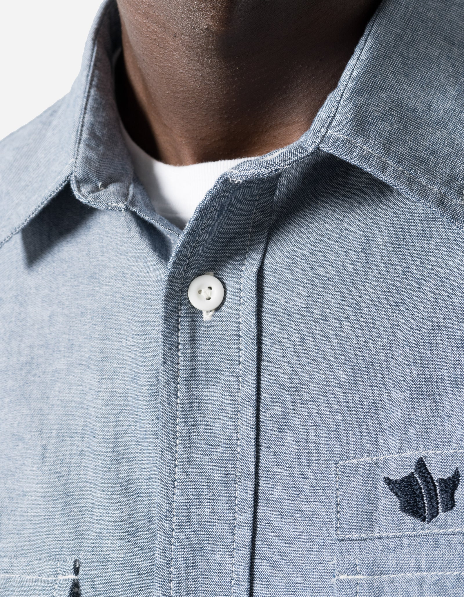 7711 Human Chambray Custom Shirt Mid Blue