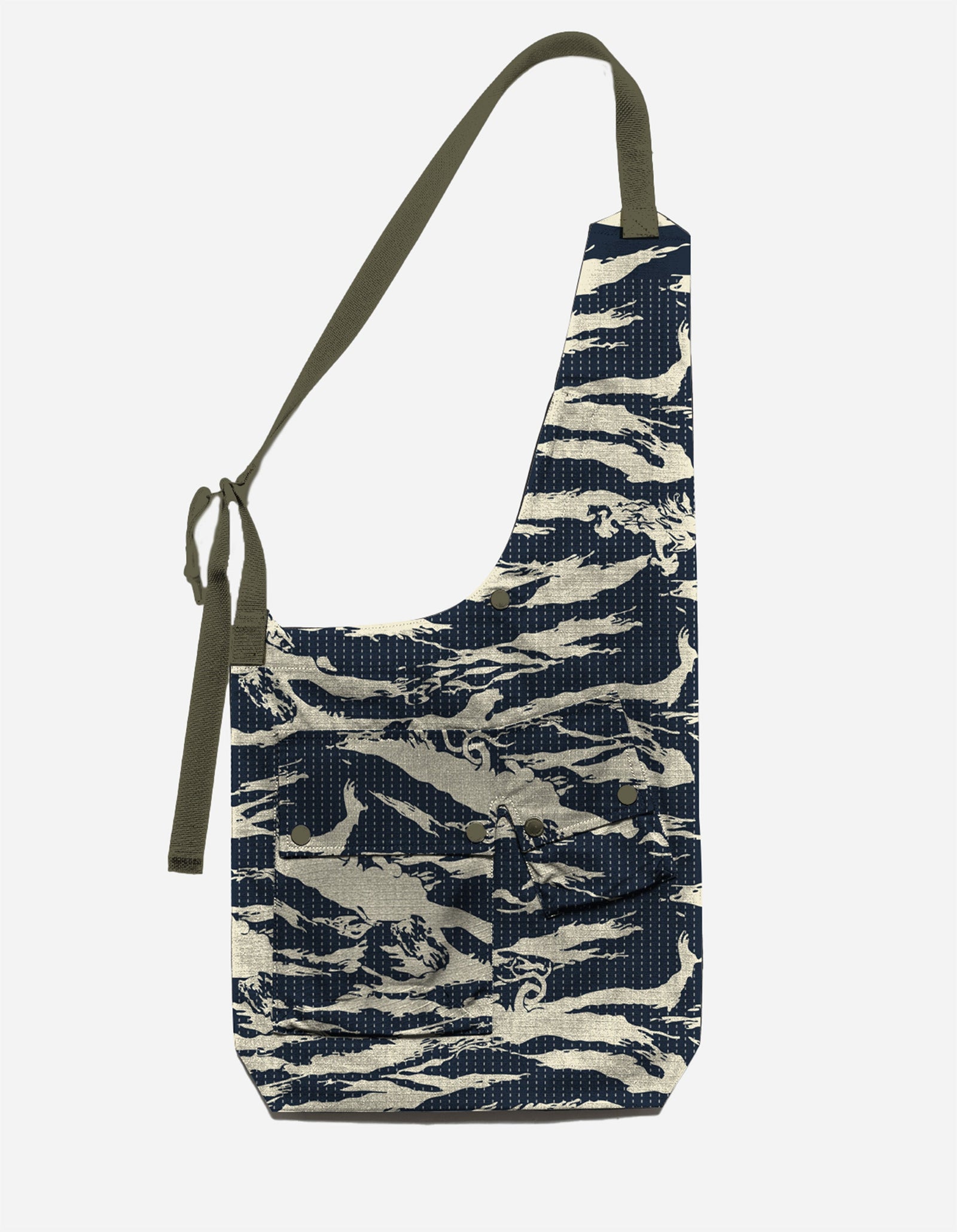 7335 Tigerstripe Monk Sling Bag Navy/Ecru