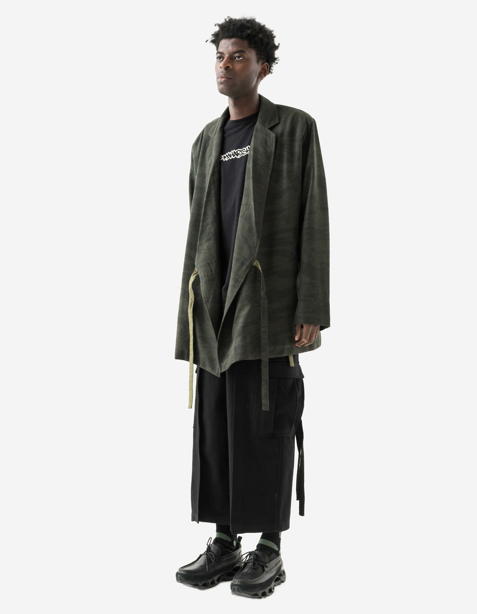 7151 Bonsai Tigerstripe Kimono Blazer Dark Olive