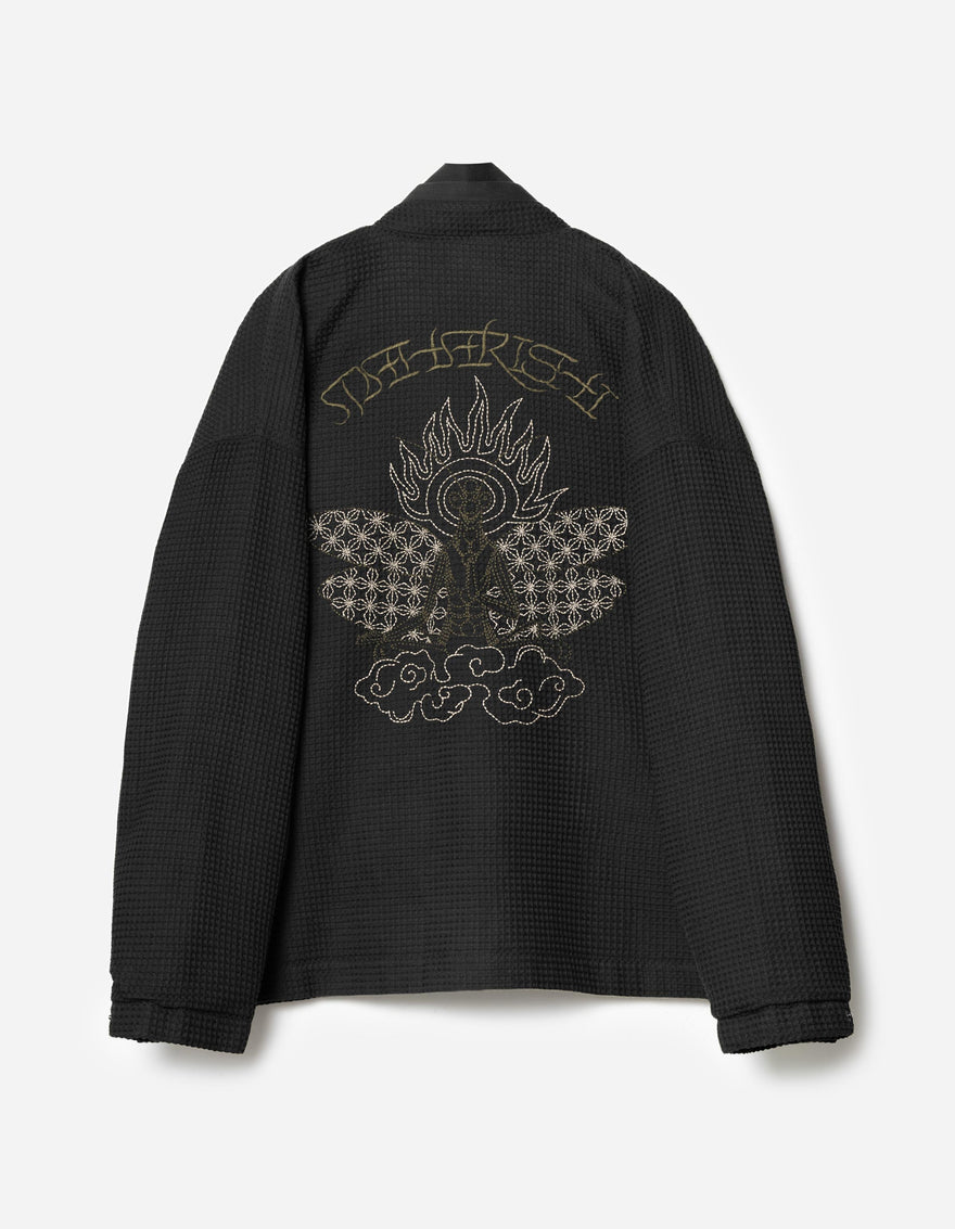 7564 Mantis Waffle Kimono Black