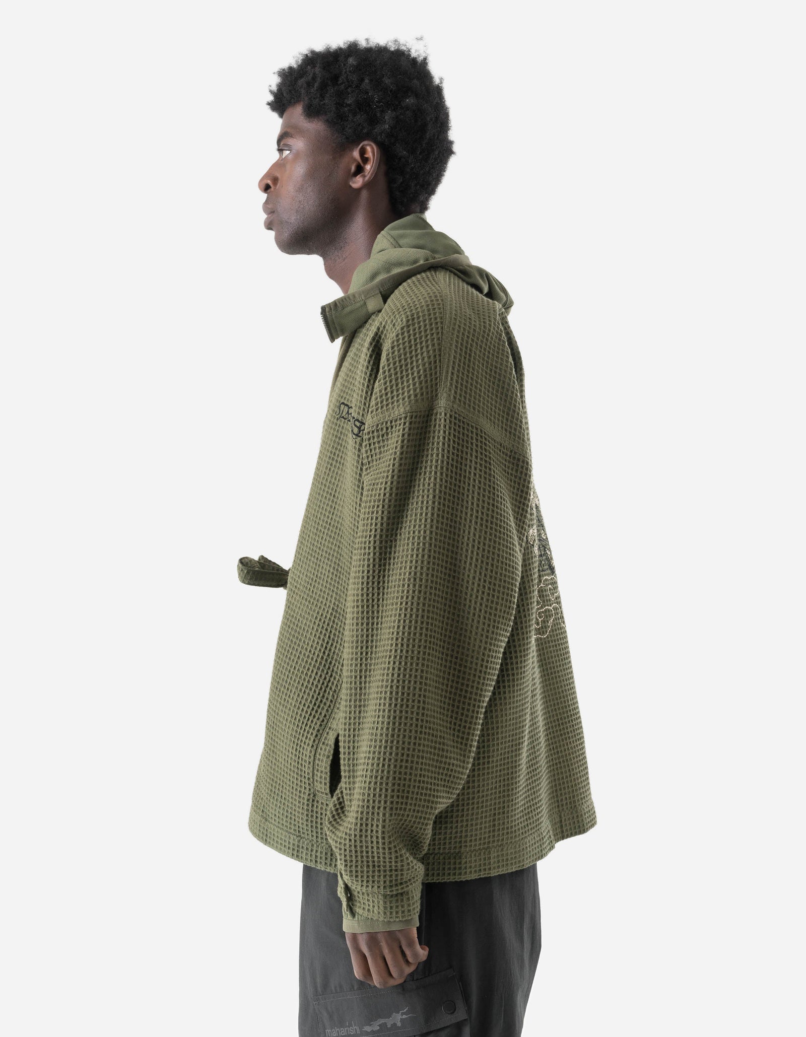 7564 Mantis Waffle Kimono Olive OG-107F