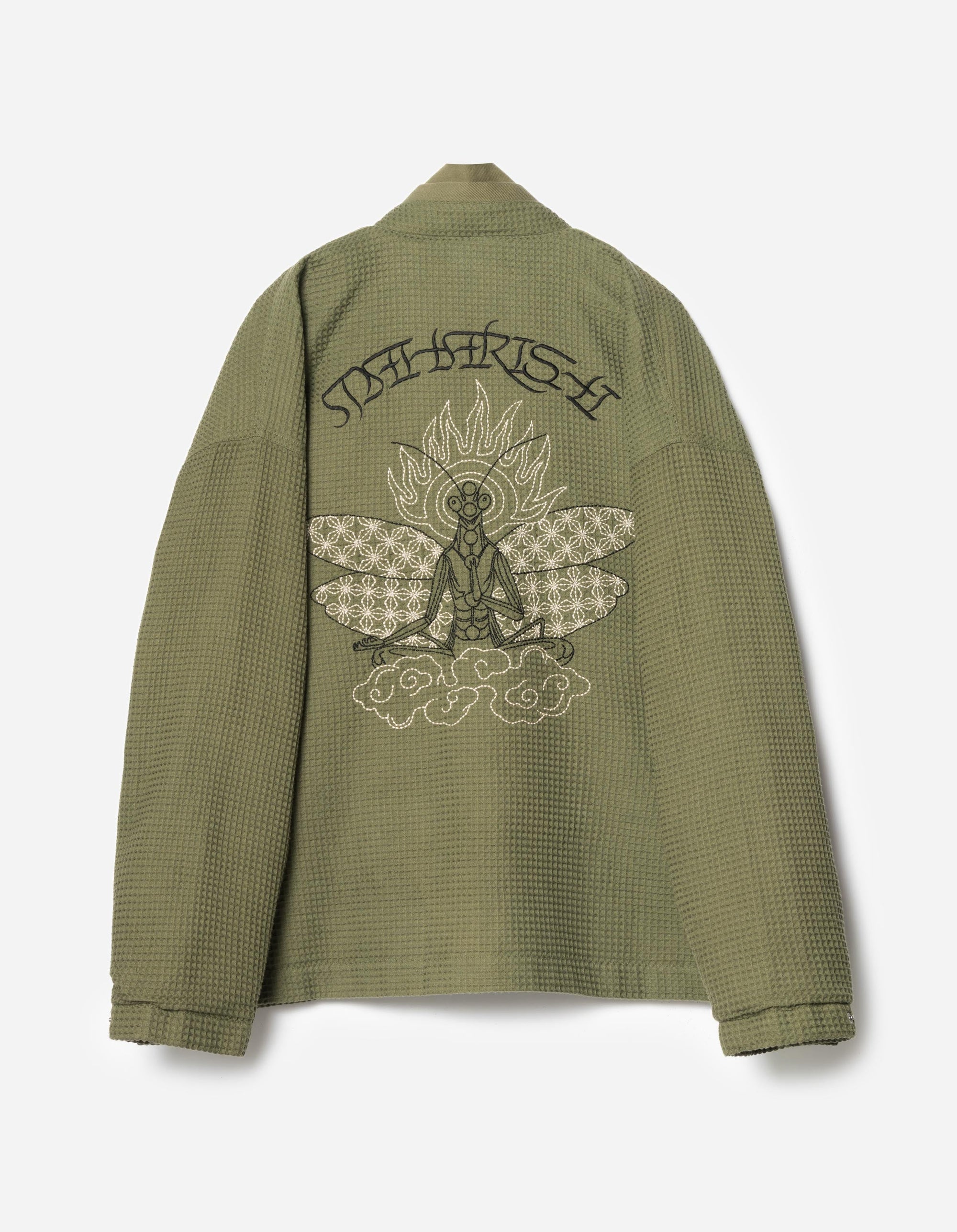 7564 Mantis Waffle Kimono Olive OG-107F