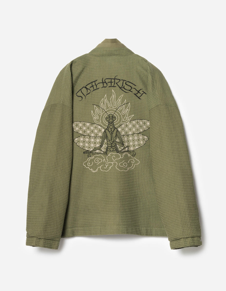 7564 Mantis Waffle Kimono Olive OG-107F