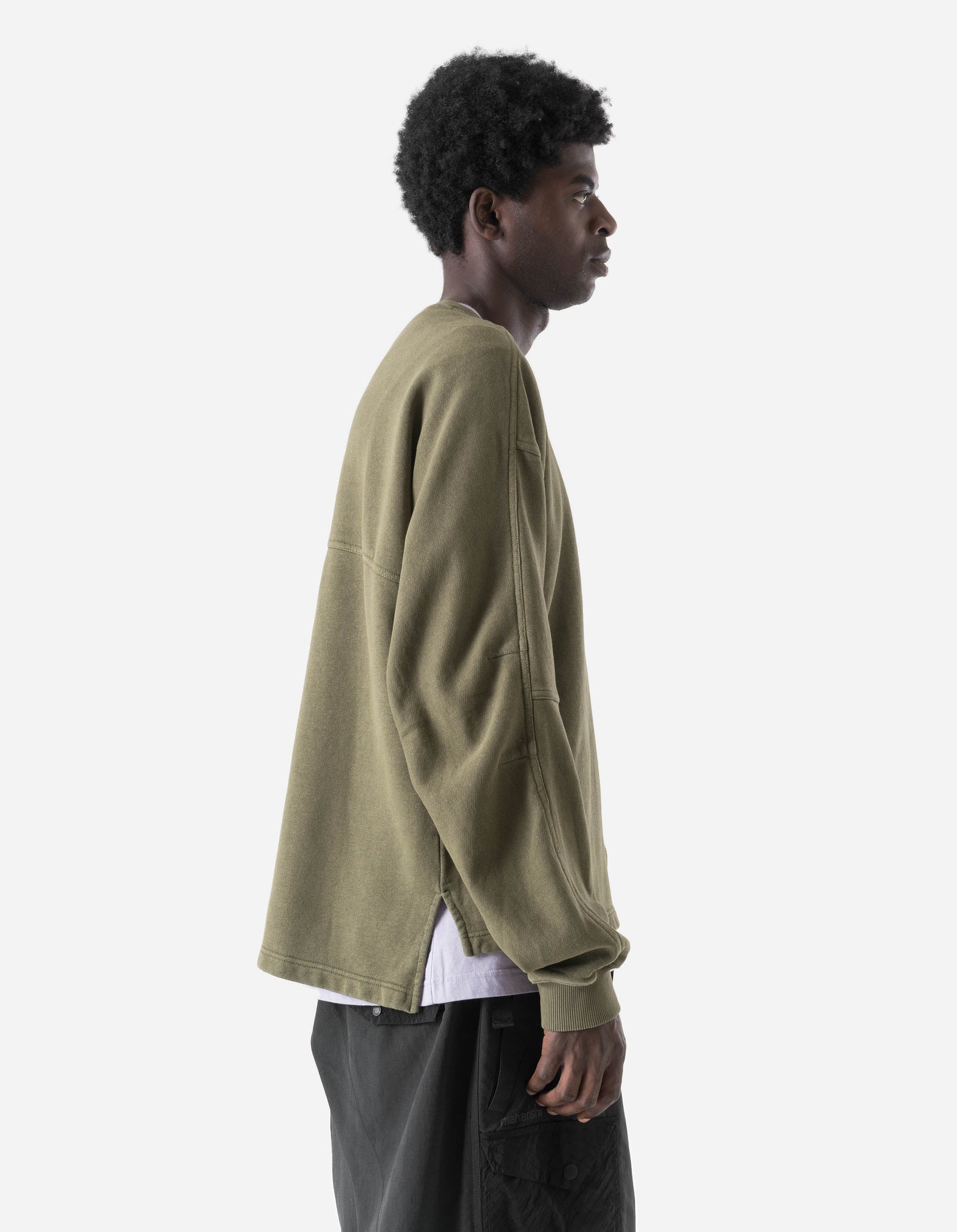 7565 Hemp Cotton Kurta Crew Sweat Olive OG-107F