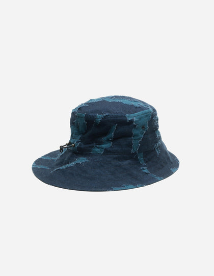 7571 Bonsai Forest Indigo Asym Bucket Hat Indigo