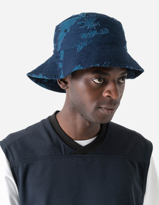 7571 Bonsai Forest Indigo Asym Bucket Hat Indigo