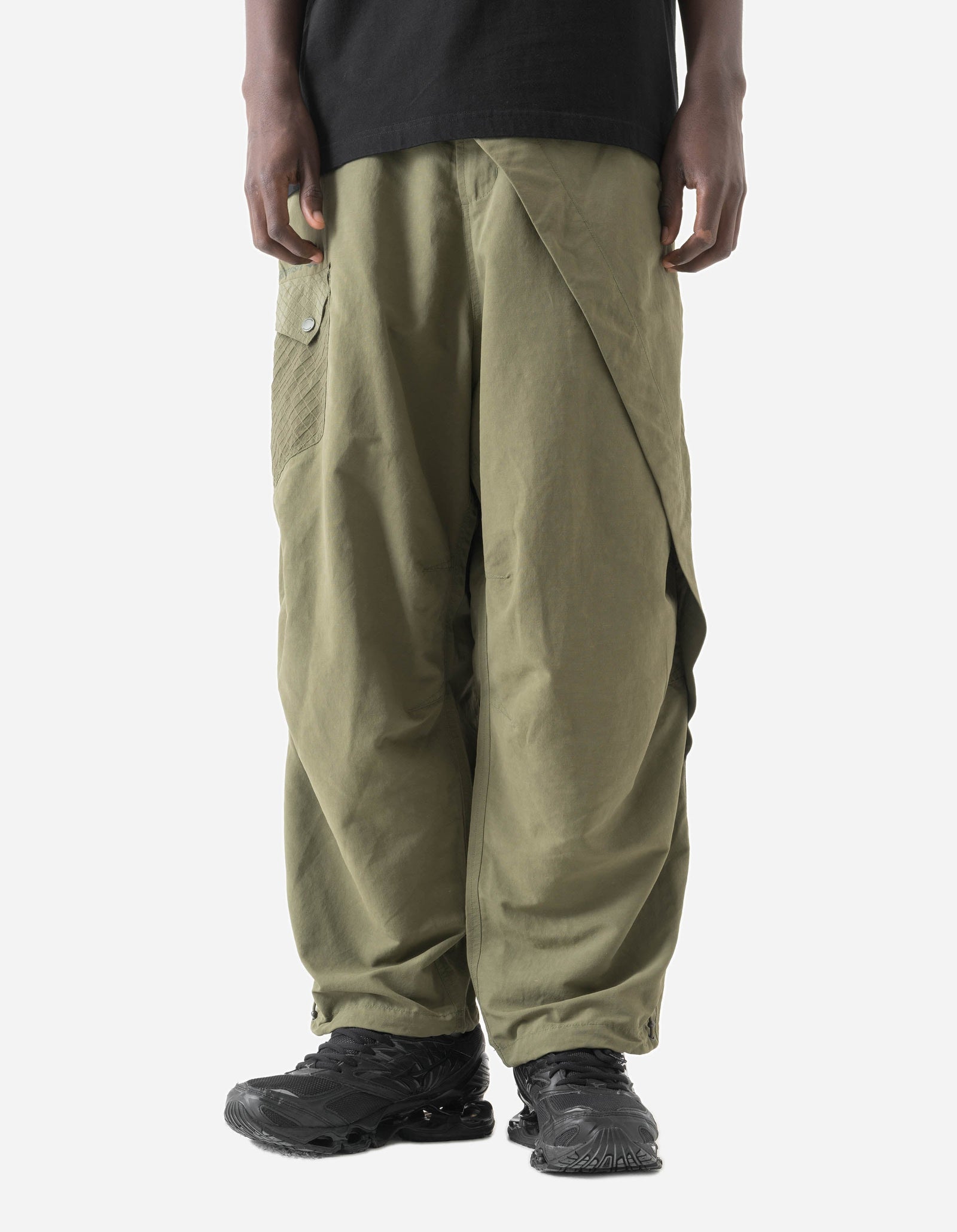 7579 DWR Hemp Asym Hakama Pants Olive OG-107F