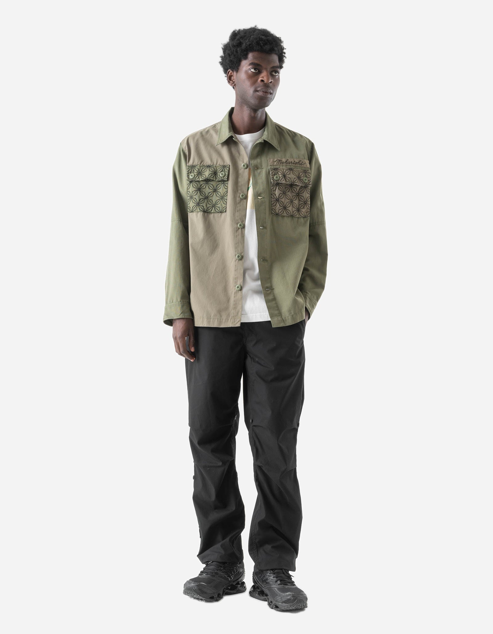 7584 Sashiko Utility Shirt Olive