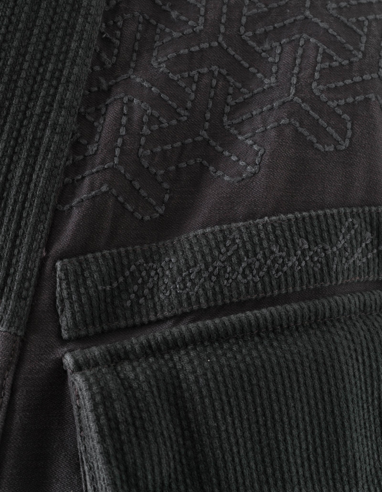 7585 Sashiko Jungle Kimono Black