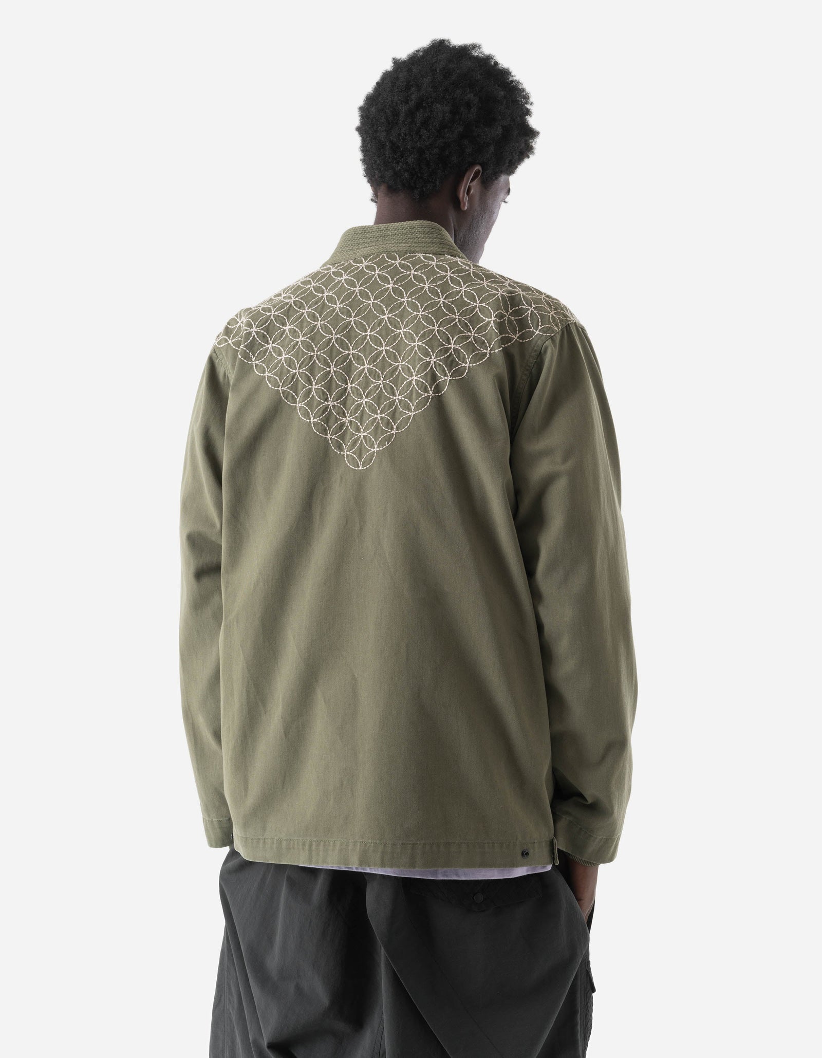 7585 Sashiko Jungle Kimono Olive