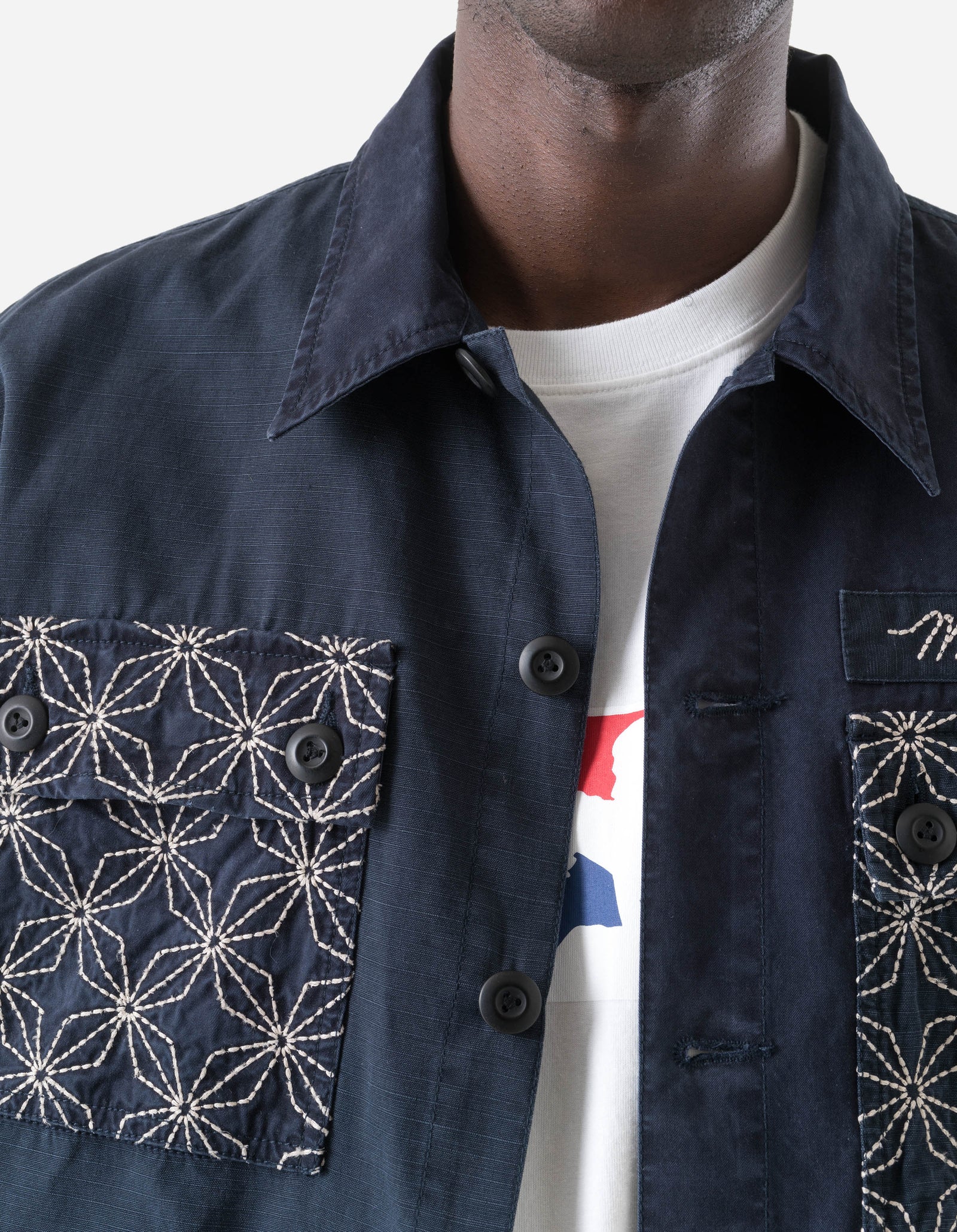 7595 Sashiko Utility Shirt Navy