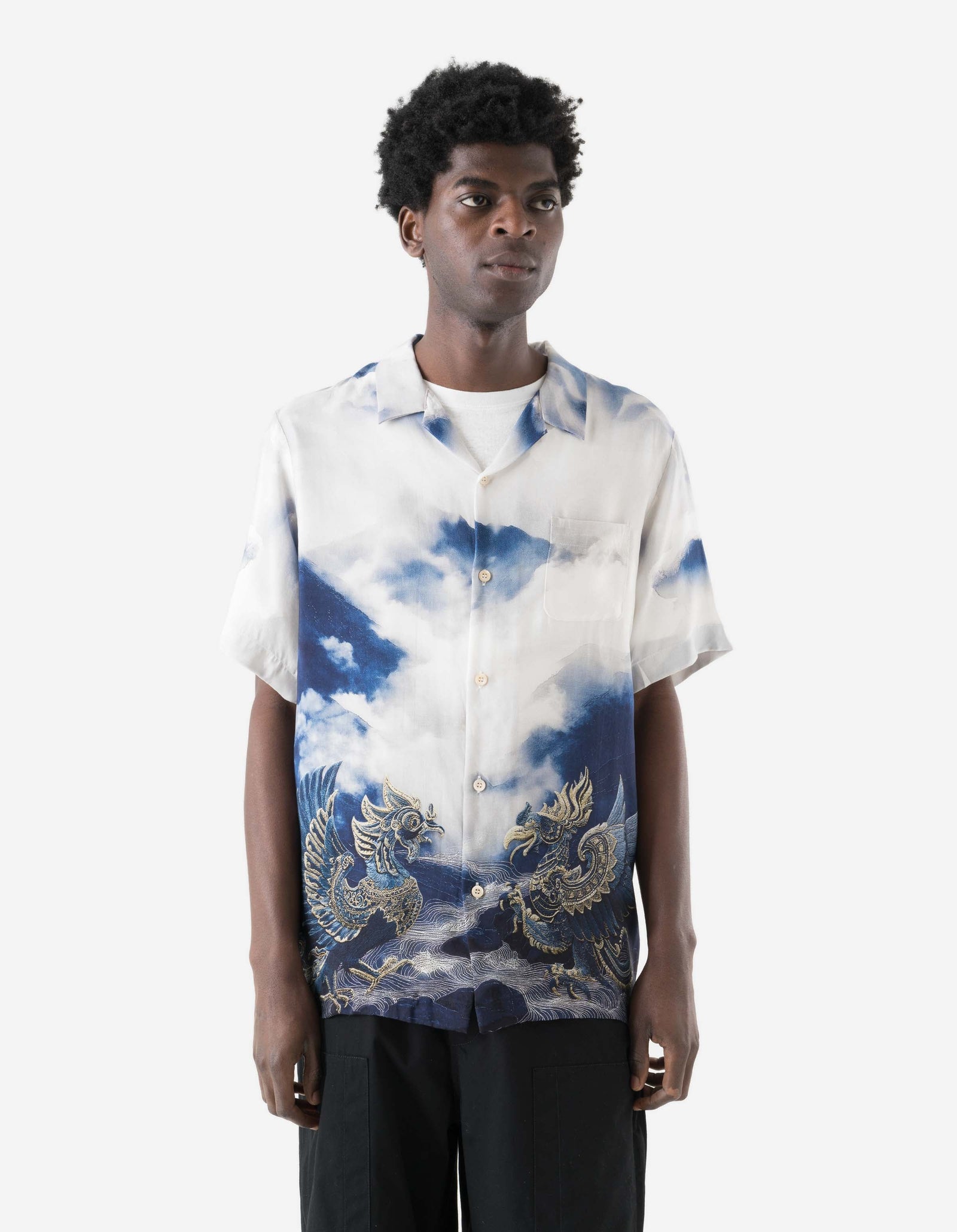7703 Garuda Camp Collar Shirt Navy