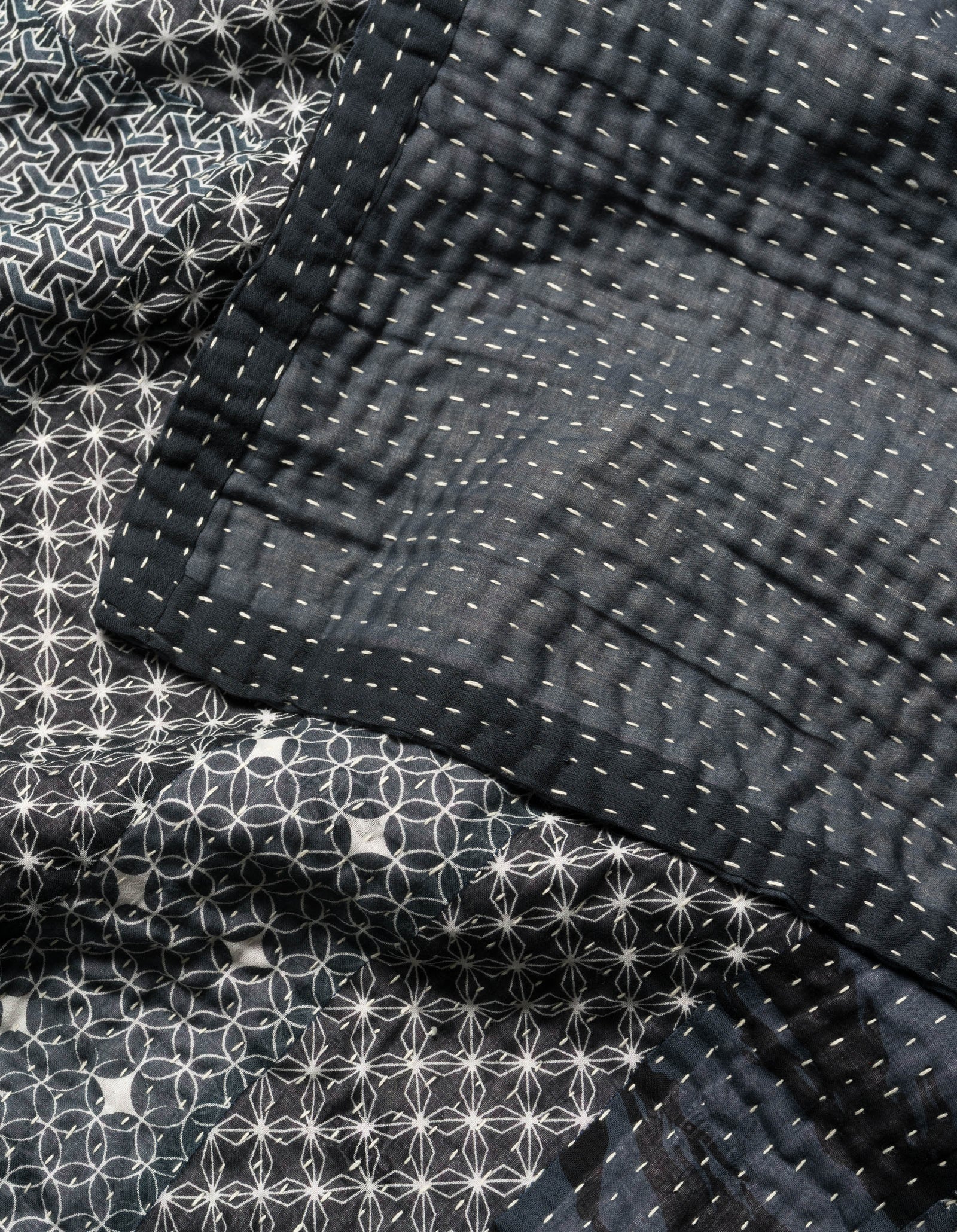7611 Maha Rice Stitch Blanket Navy/Ecru