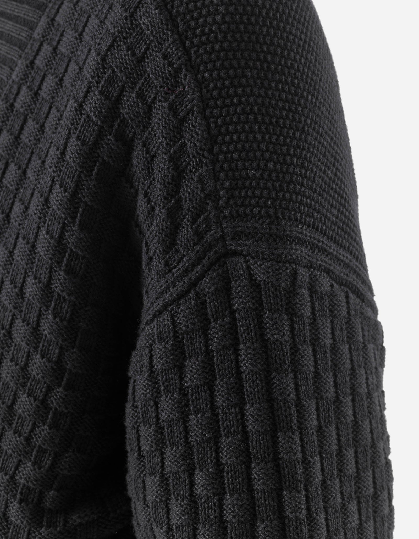 7577 Hemp Knitted Hanten Kimono Black