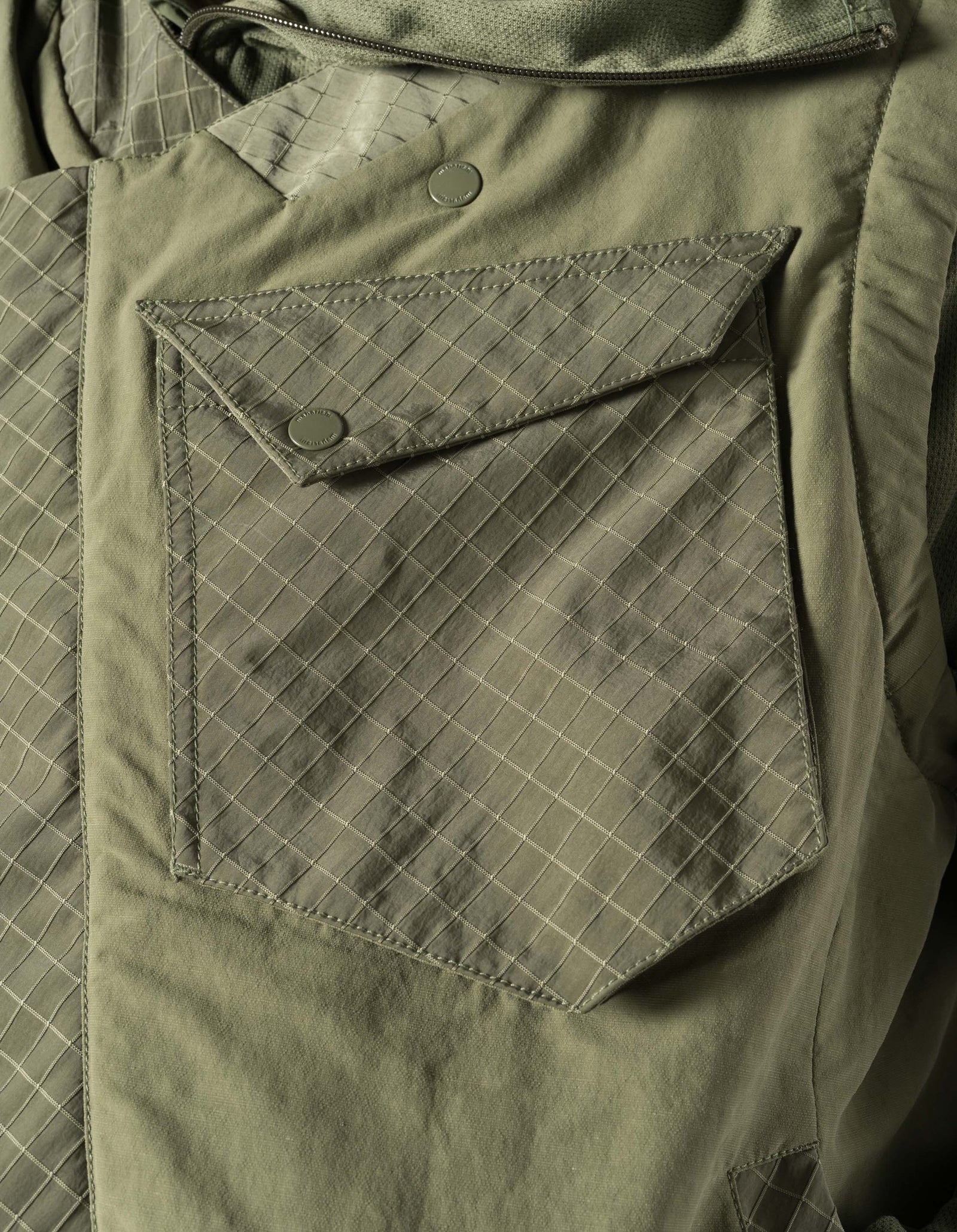 7581 DWR Hemp Light Padded Asym Vest Olive OG-107F