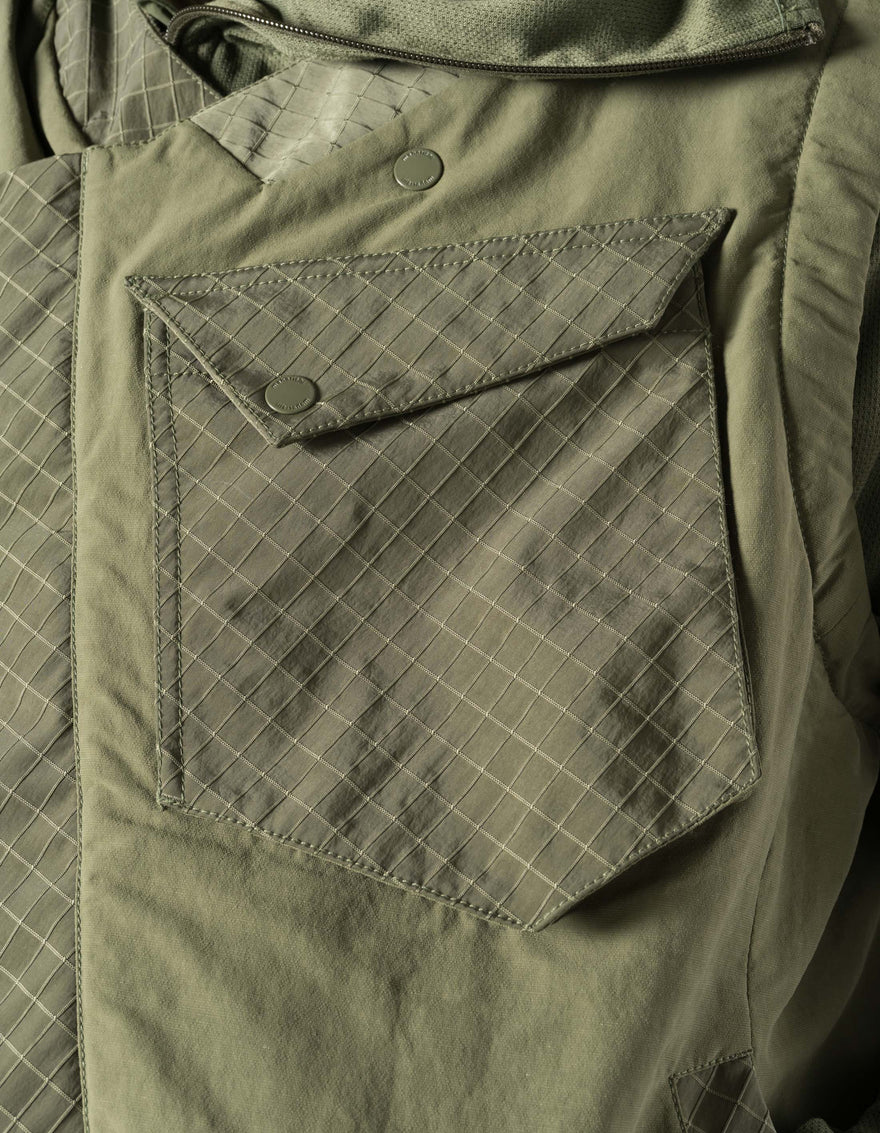 7581 DWR Hemp Light Padded Asym Vest Olive OG-107F