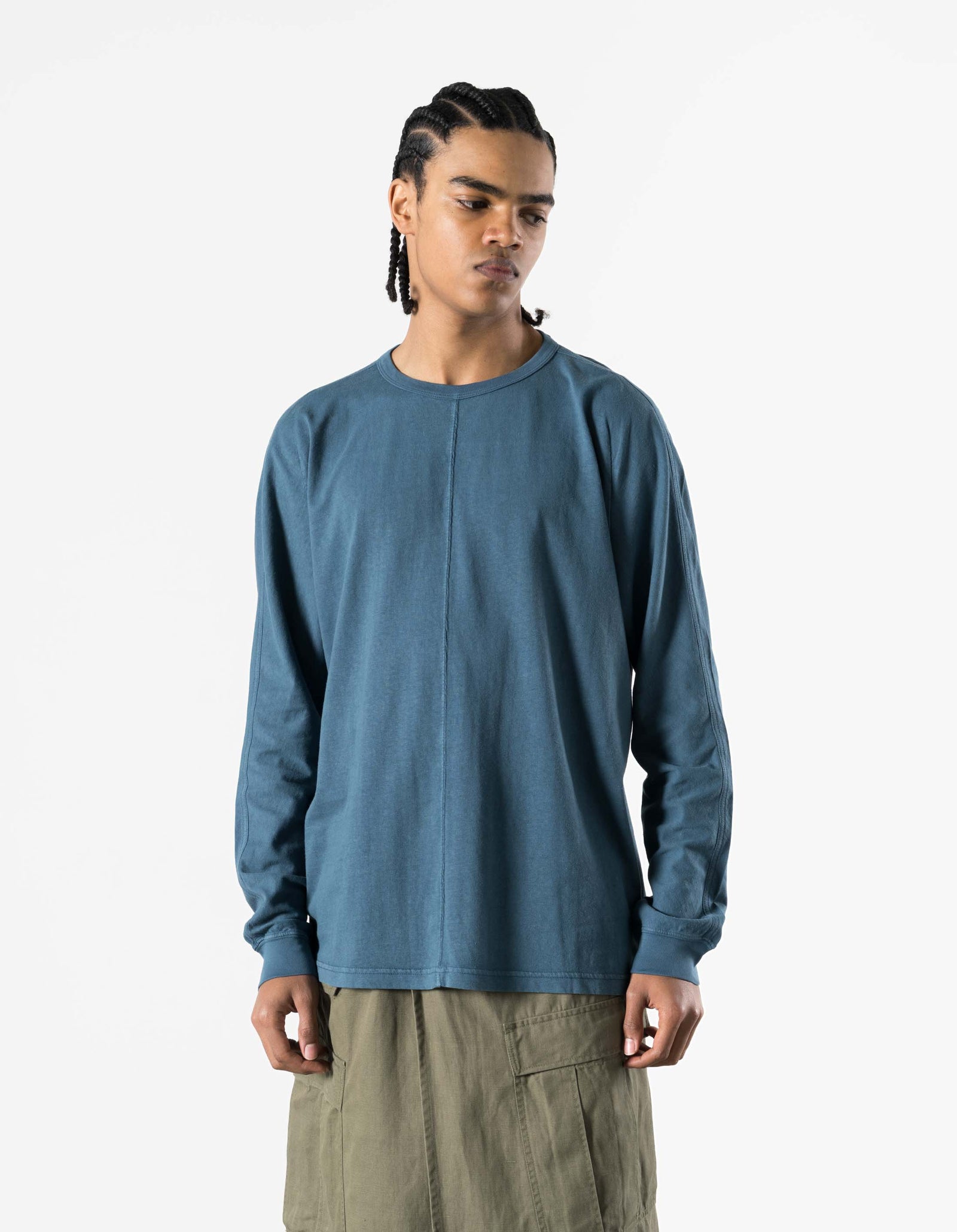 5245 Hemp Cross Loose L/S T-Shirt Airforce Blue