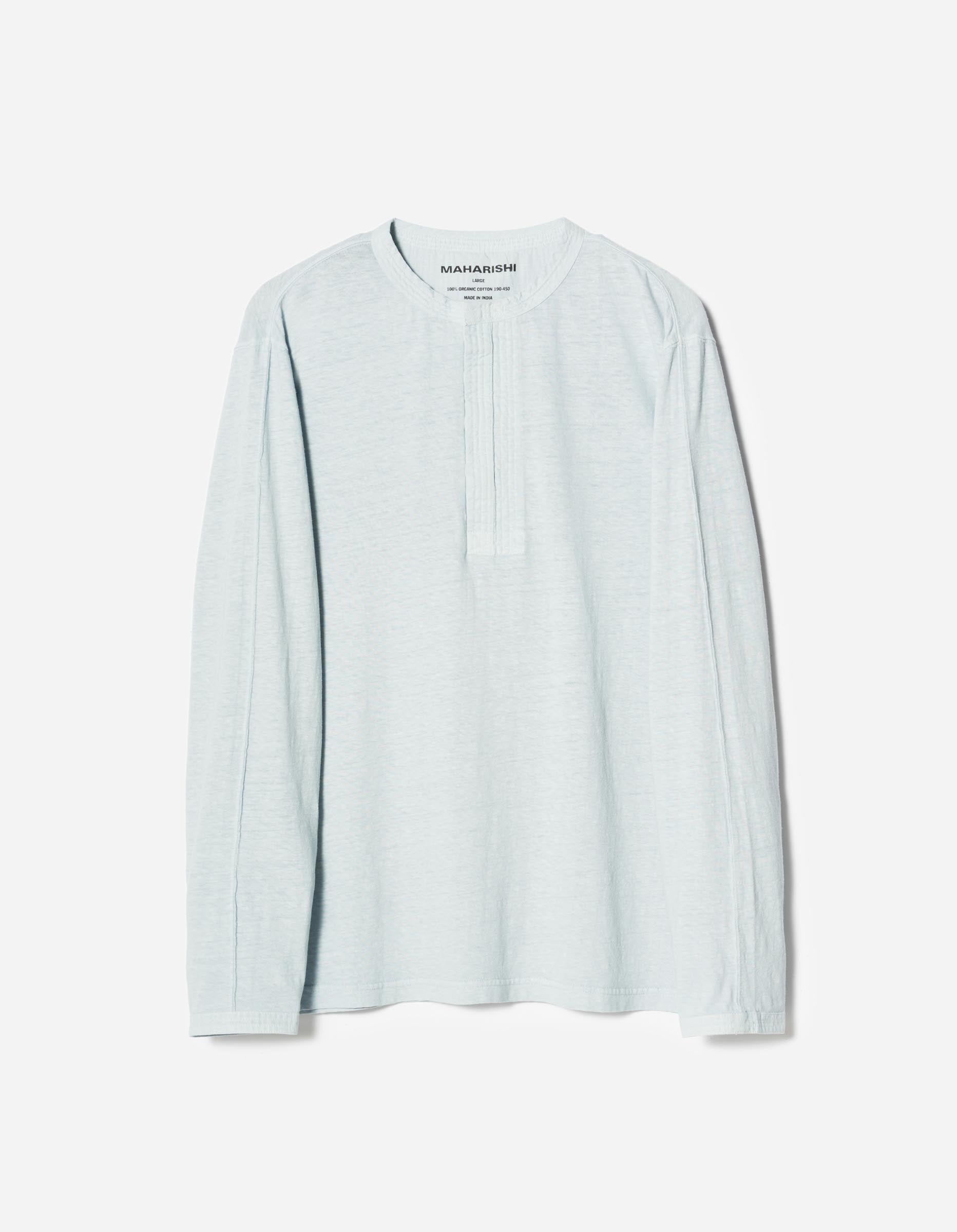 7208 Cotton Hemp Henley L/S T-Shirt Light Blue