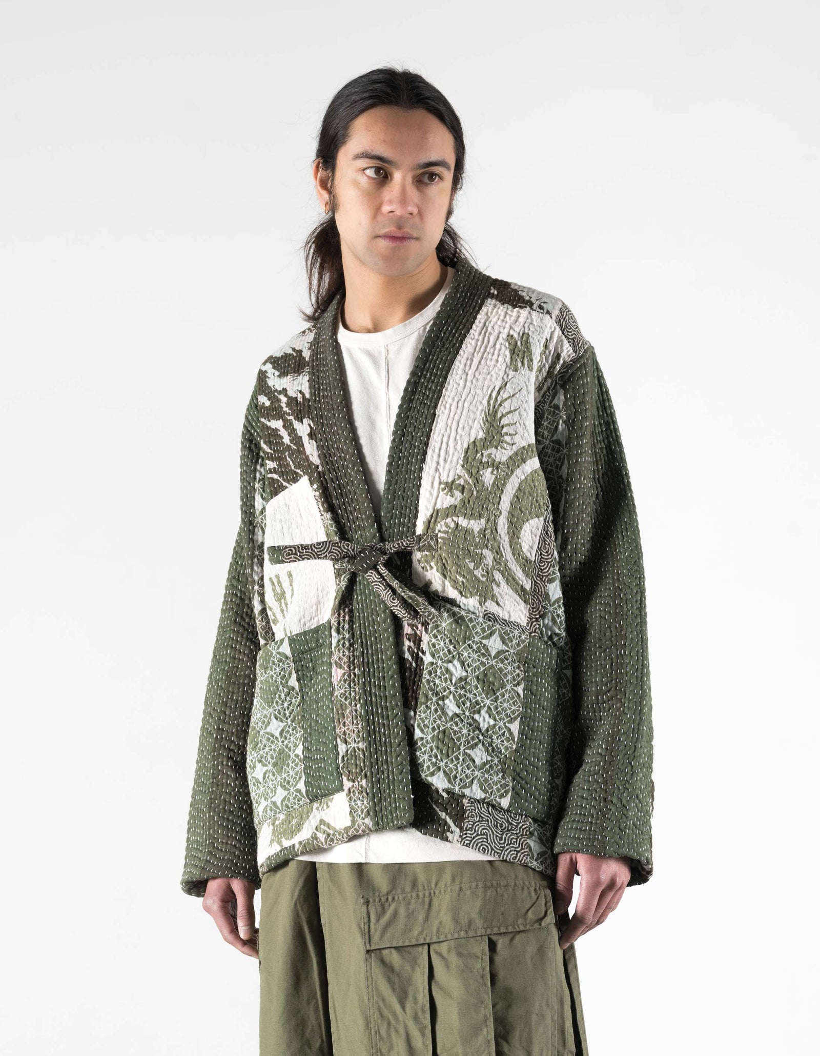 7277 Maha Dry Goods Kimono Ecru/Olive