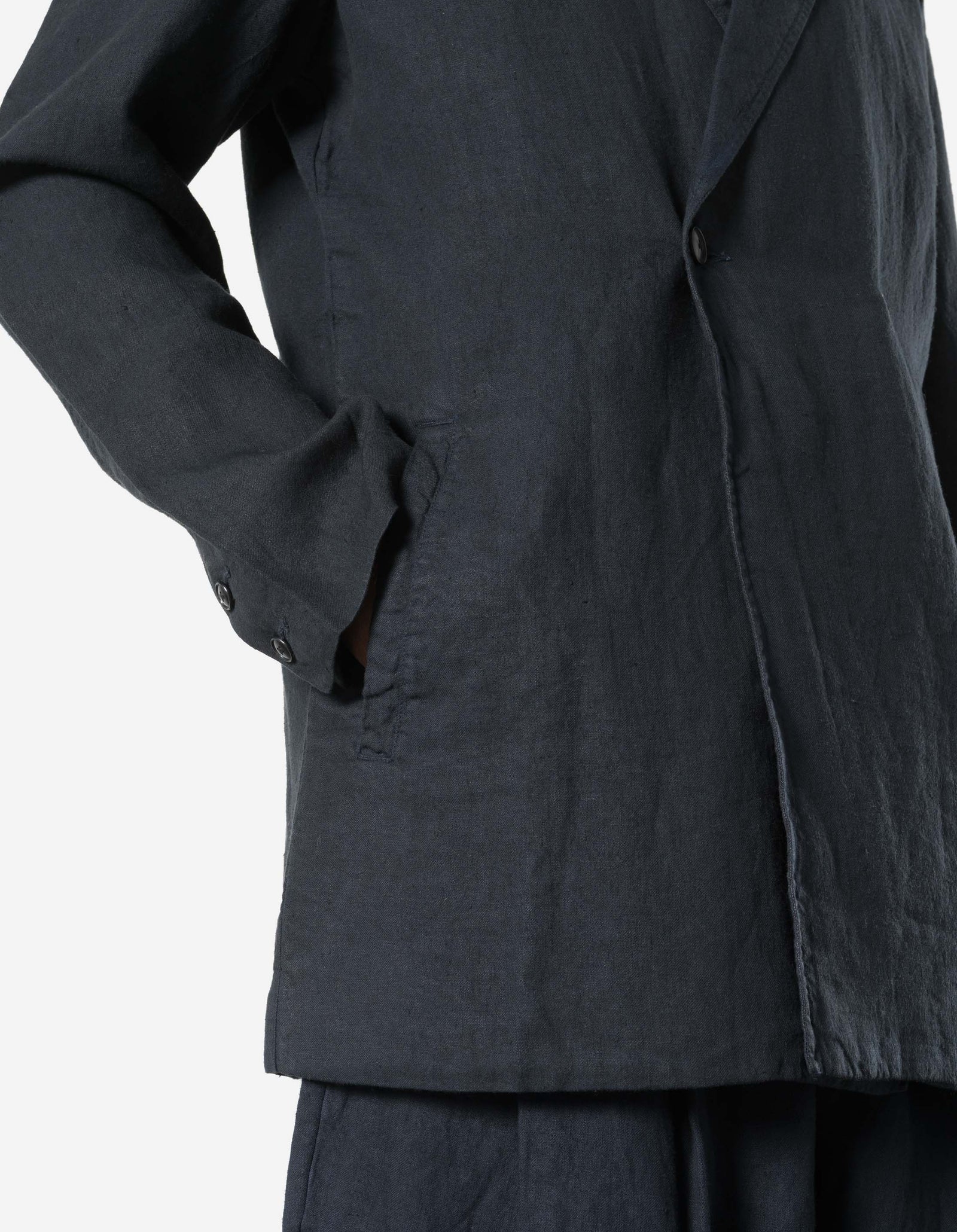 7311 Maha Asym Linen Blazer Navy