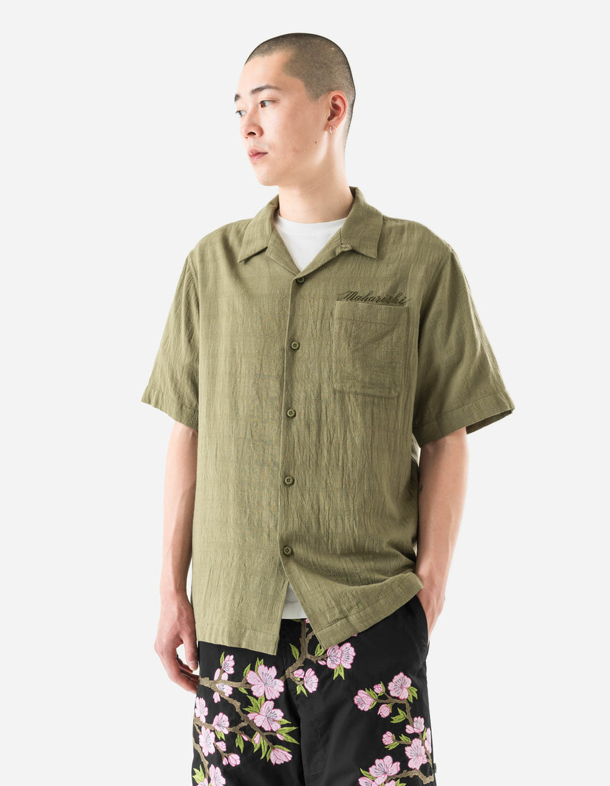7316 Light Double Voile Cuban Shirt Olive OG-107F