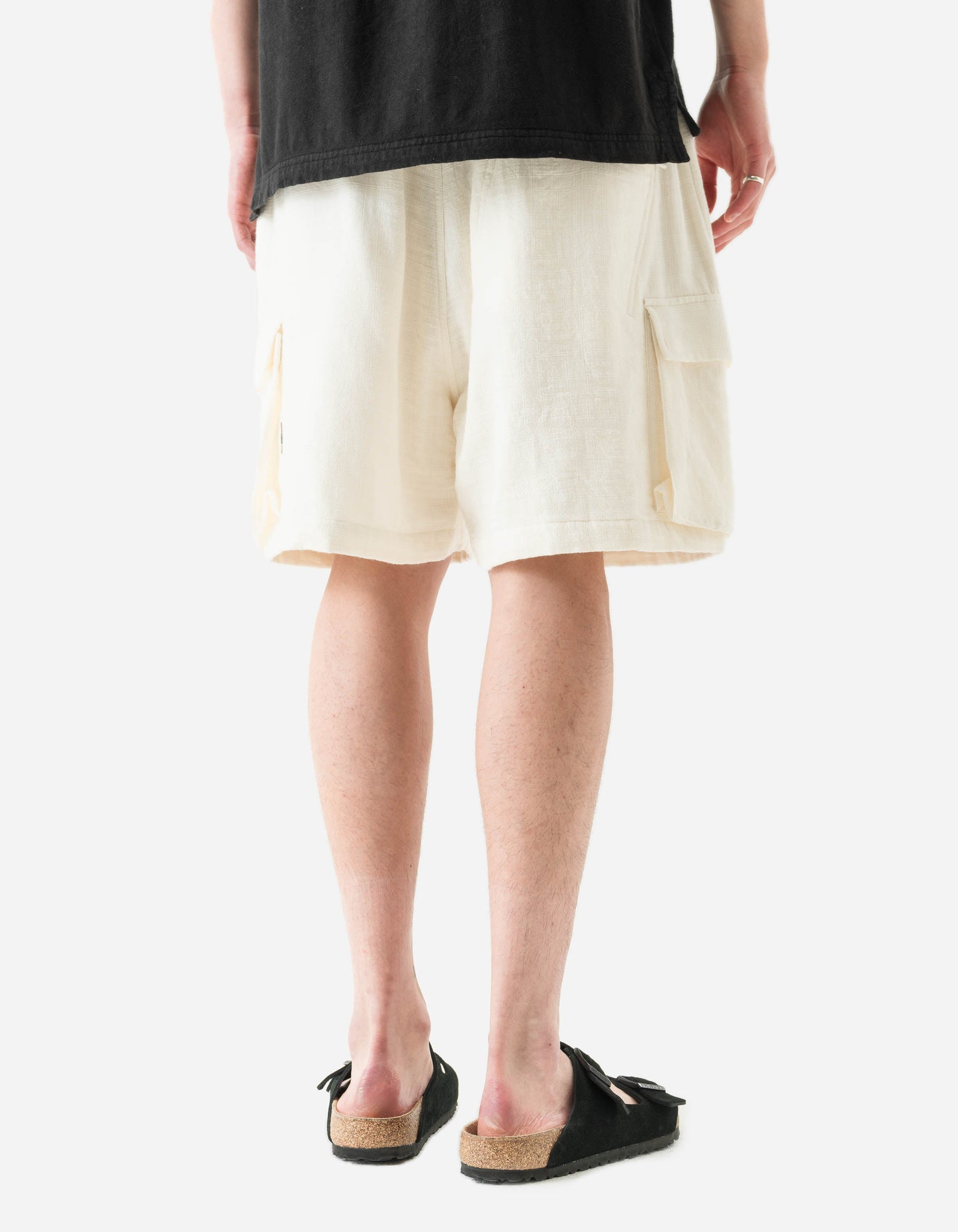7317 Double Voile Asym Cargo Shorts Ecru