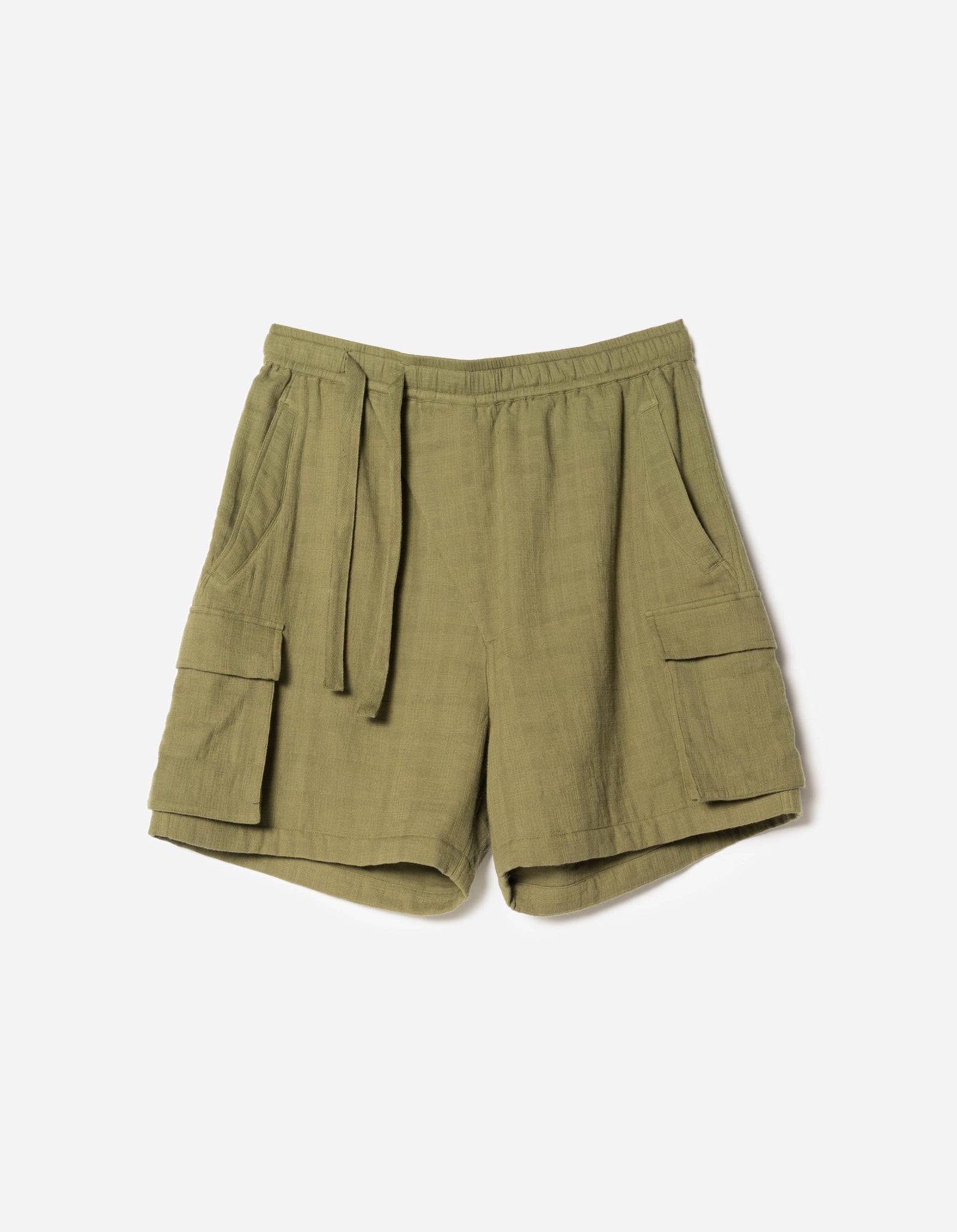 7317 Double Voile Asym Cargo Shorts Olive OG-107F