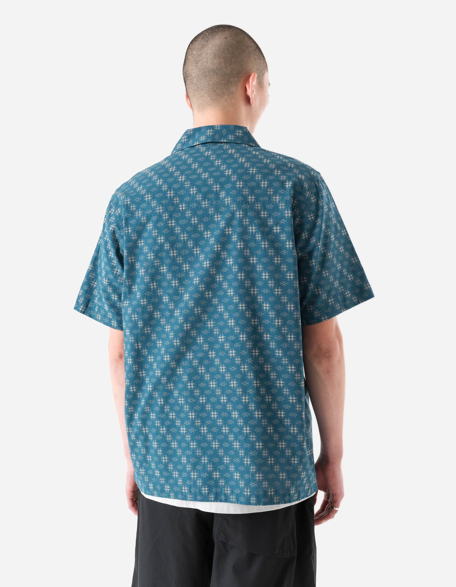 7320 Kasuri Cuban Collar Shirt Aizome Blue