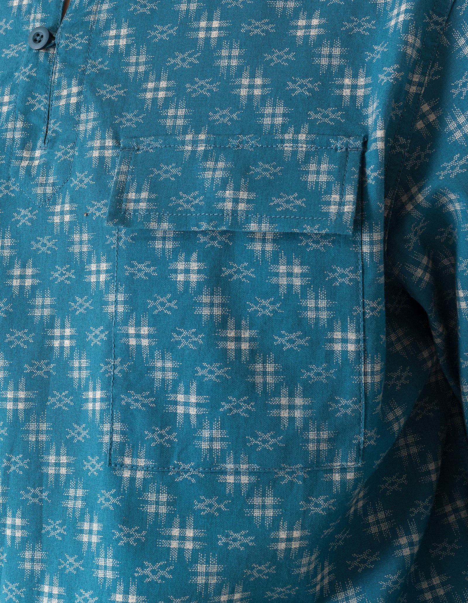 7321 Kasuri Kurta Shirt Aizome Blue