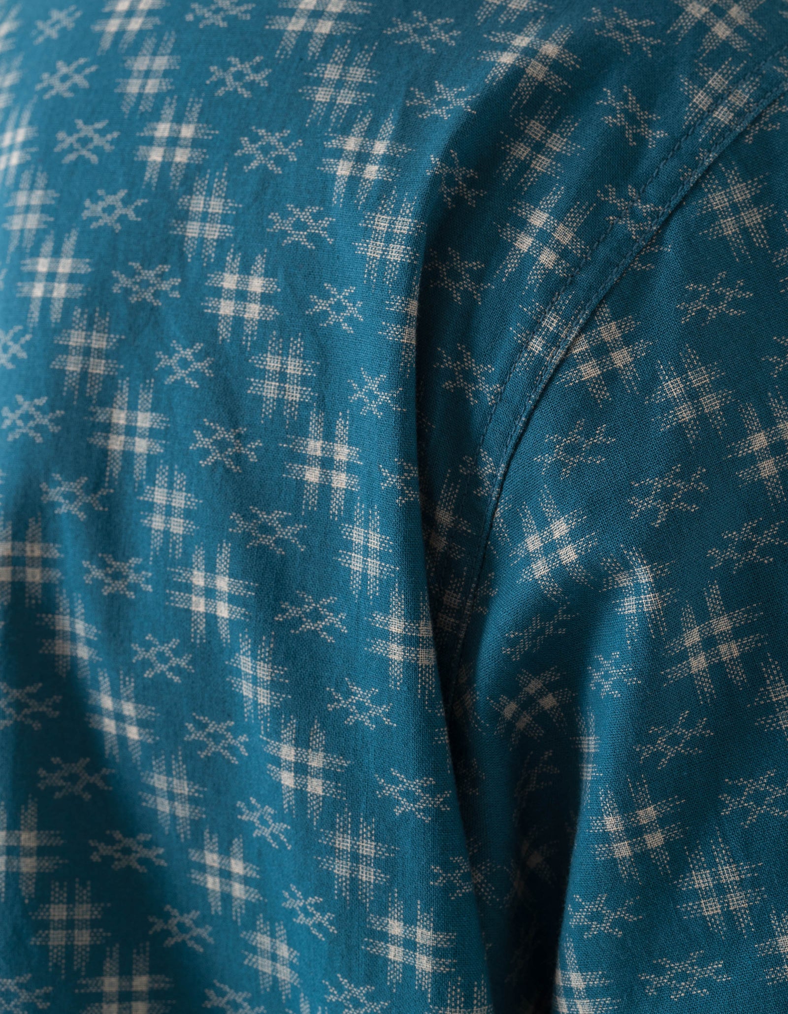 7321 Kasuri Kurta Shirt Aizome Blue