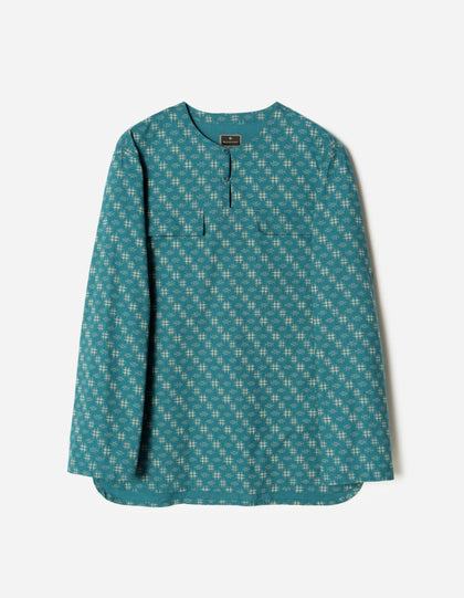 7321 Kasuri Kurta Shirt Aizome Blue