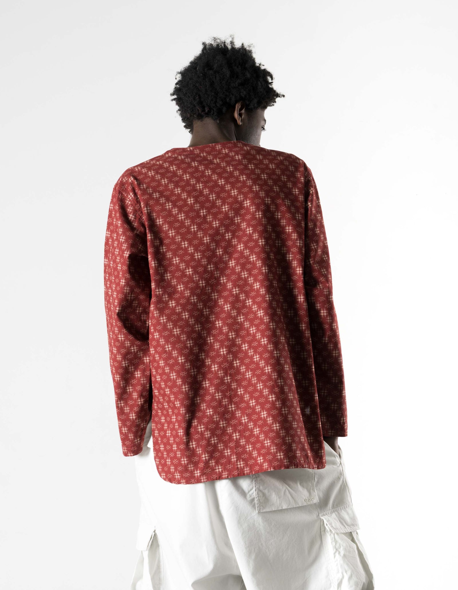 7321 Kasuri Kurta Shirt Aka Red