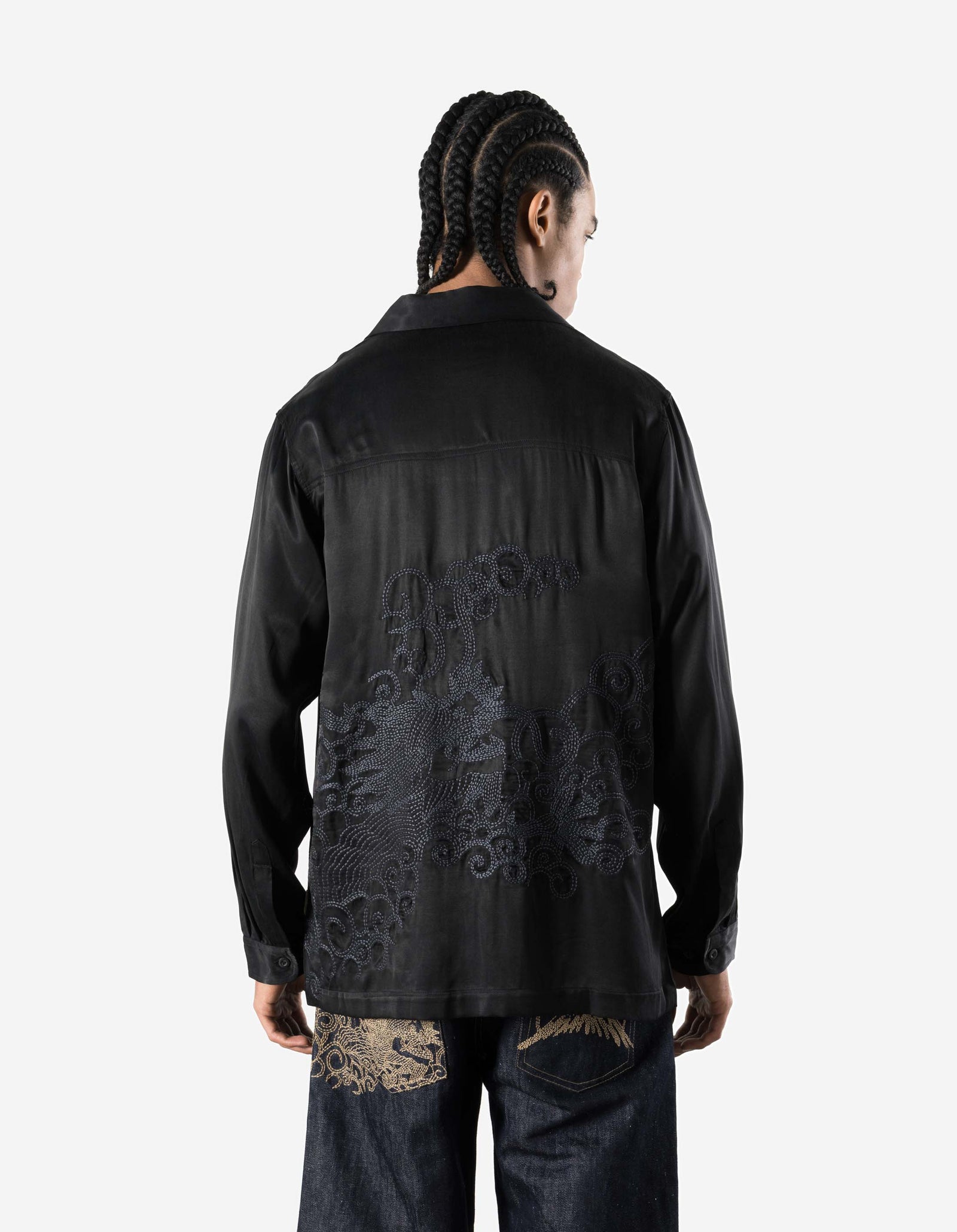 7365 Ascending Dragon Cupro Shirt Black